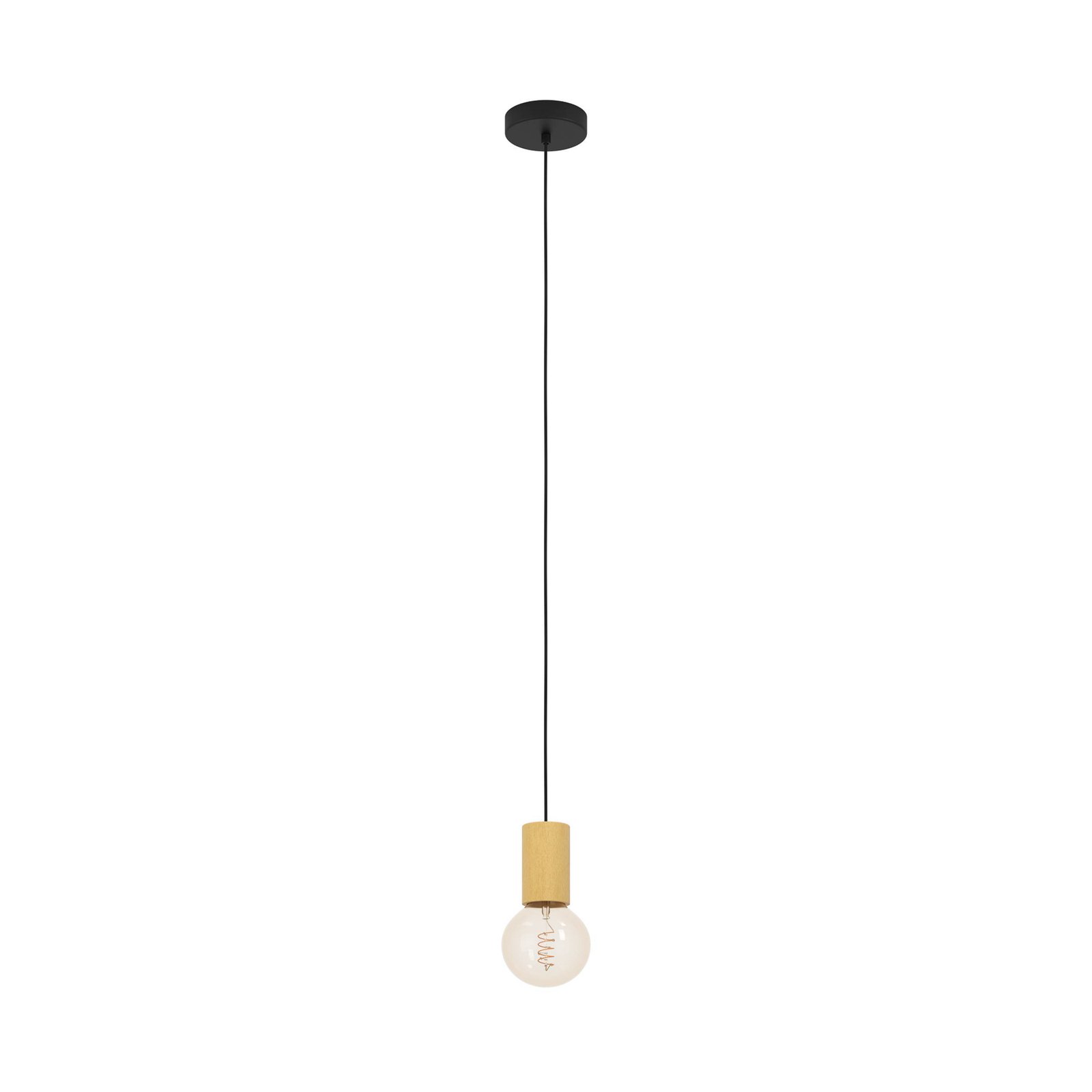 Hanglamp Pozueta 1, 1-lamp, zwart/bruin