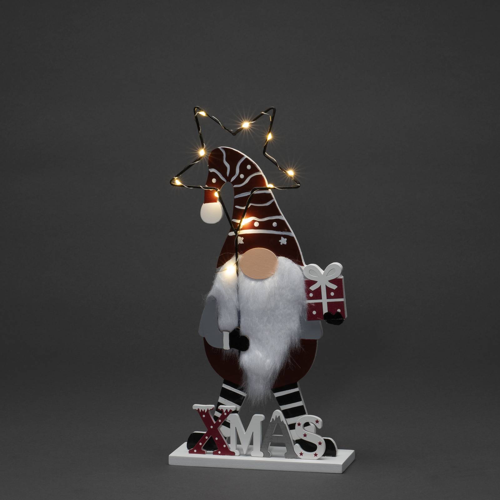 LED-Dekoleuchte Santa mit Stern, batteriebetrieben