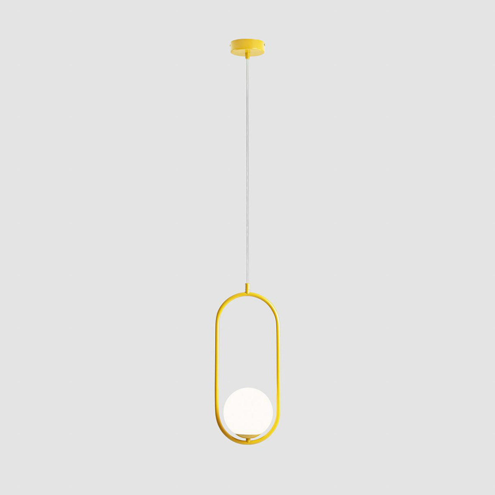 Hanglamp Dione, 1-lamp, mosterdgeel/wit