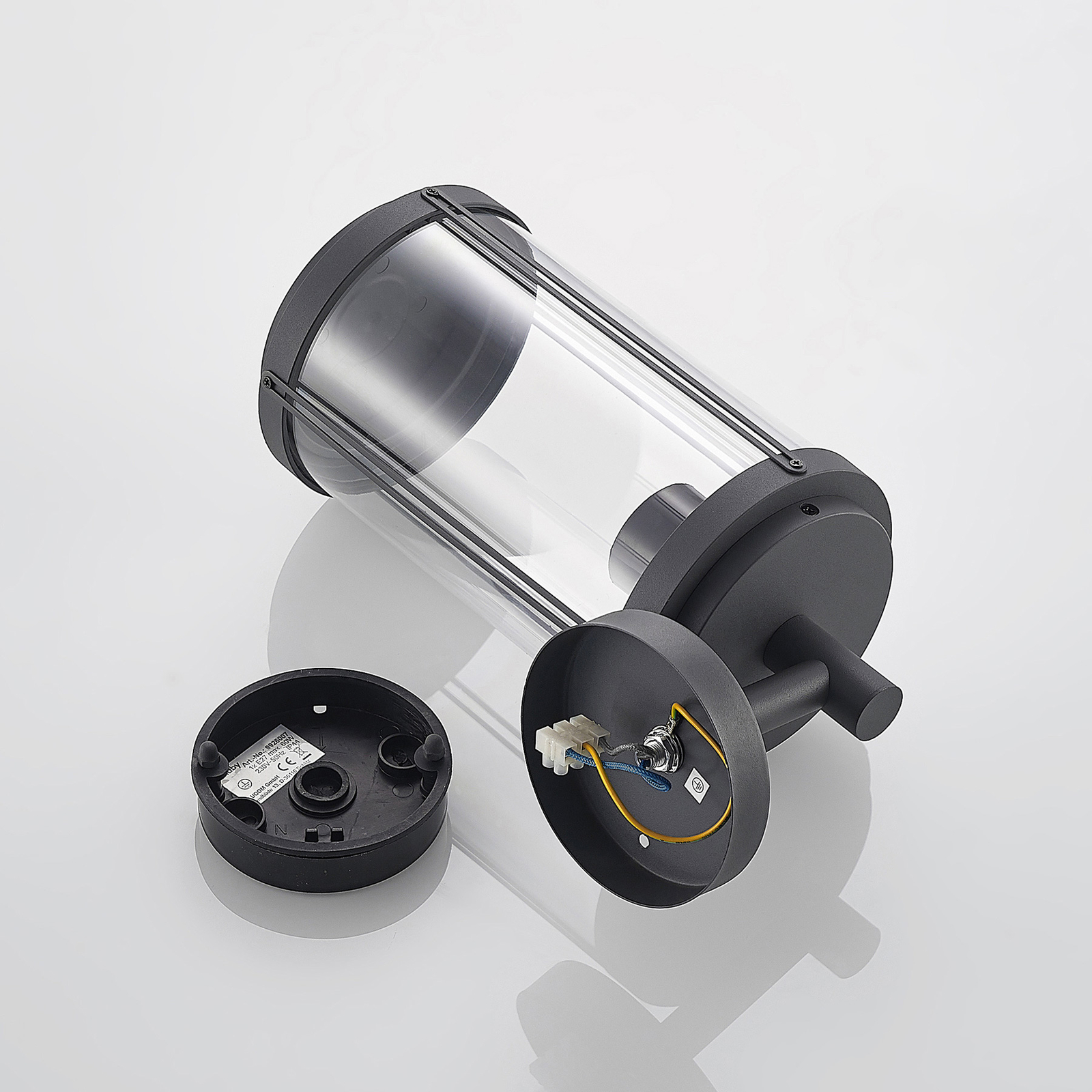 Ojali Candeeiro de Parede Exterior Dark Grey/Clear - Lindby