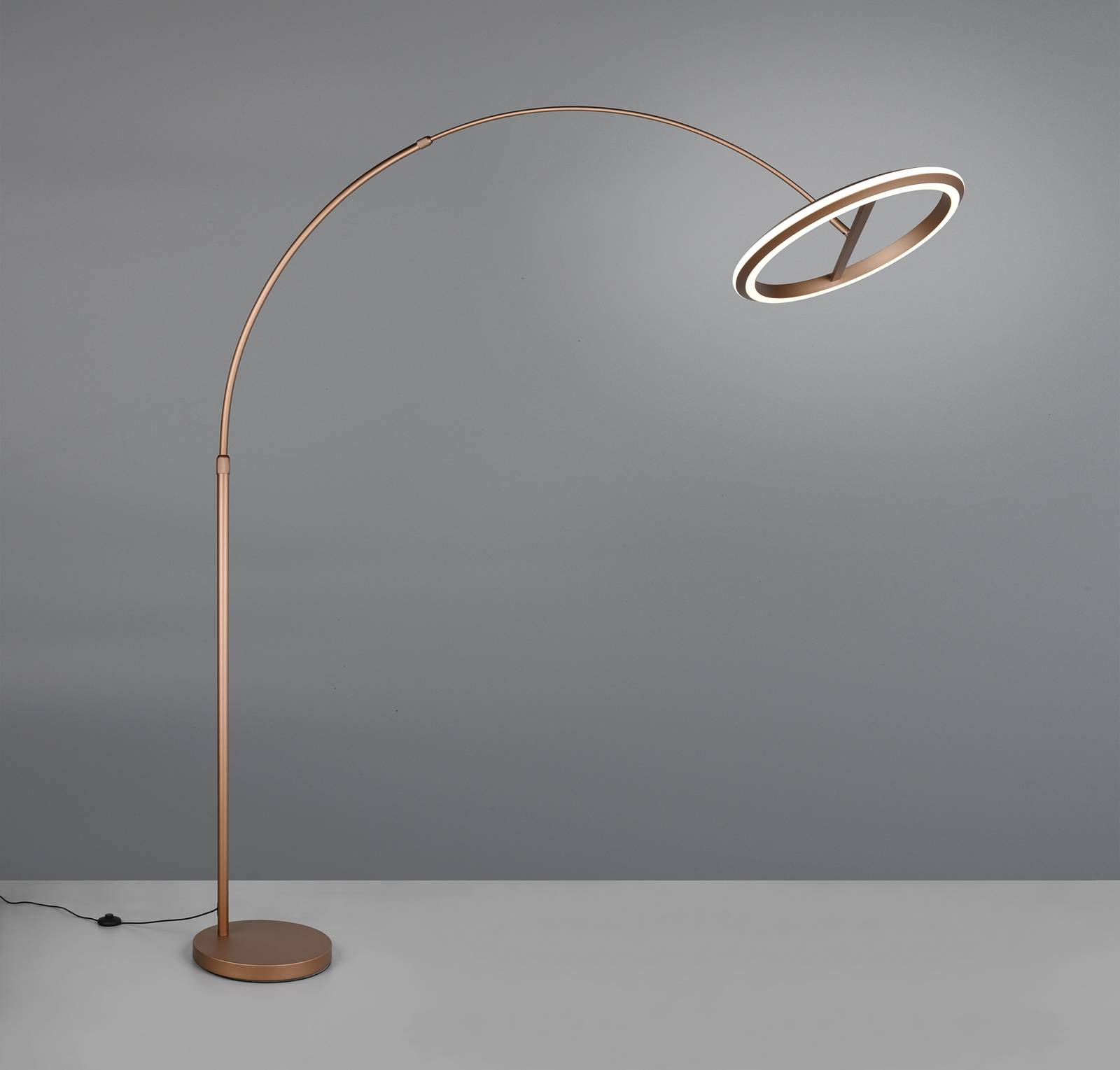 Trio Lighting LED vloerlamp Amador, koffiebruin, hoogte 205 cm metaal