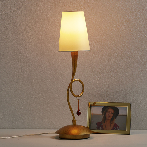 Tischleuchte Paola 1fl gold mit Textilschirm