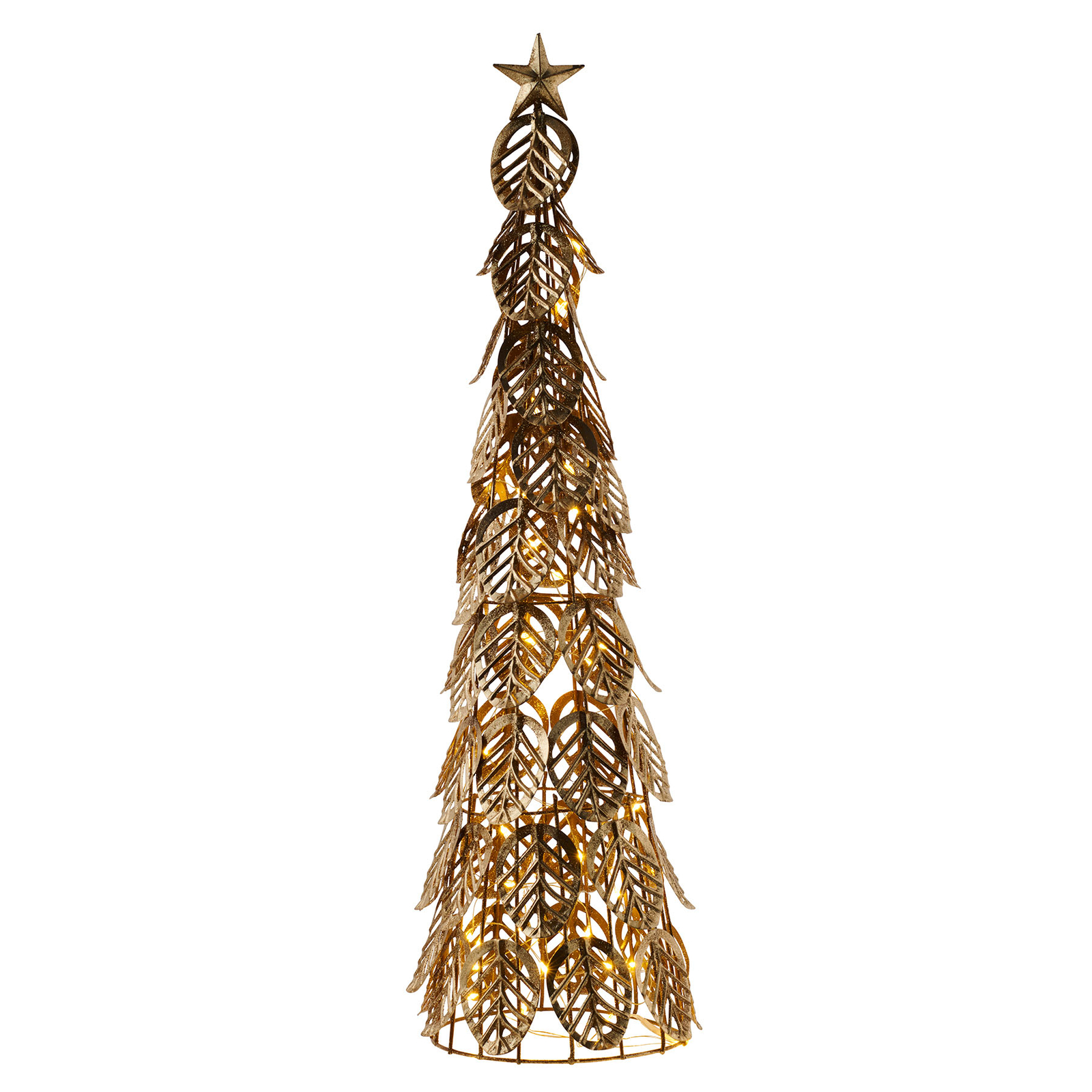 LED dekoratívny stromček Kirstine, zlatý, výška 53,5 cm