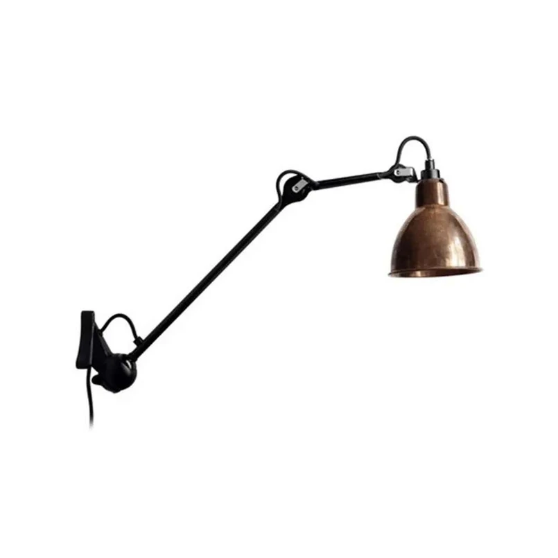 Lampe Gras – 222 Vägglampa Svart/Raw Koppar