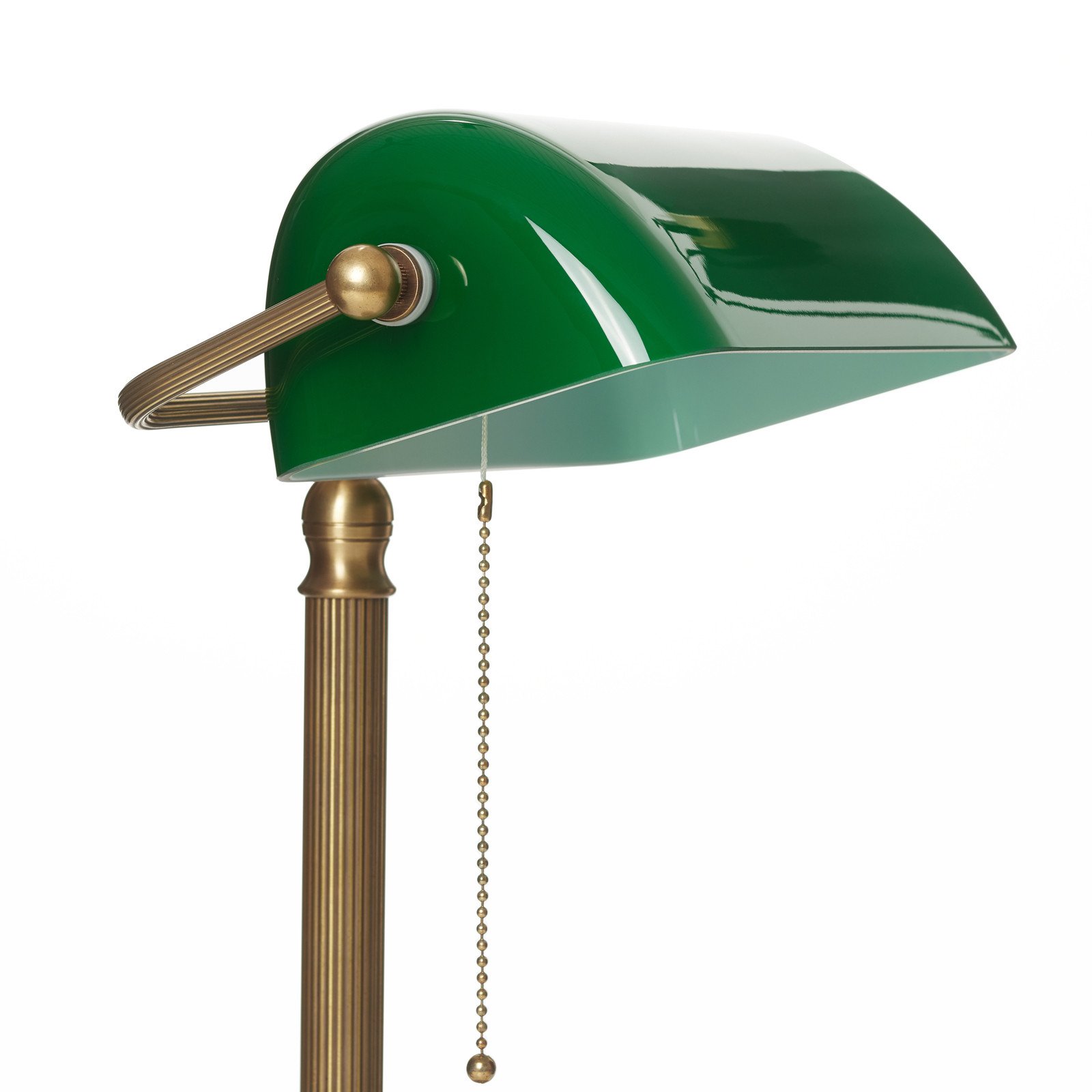 Berliner Messinglampen JIVAN lampă de bancher lucrată manual - Camera de zi / sufragerie - Antichitate - verde alamă - Sticlă