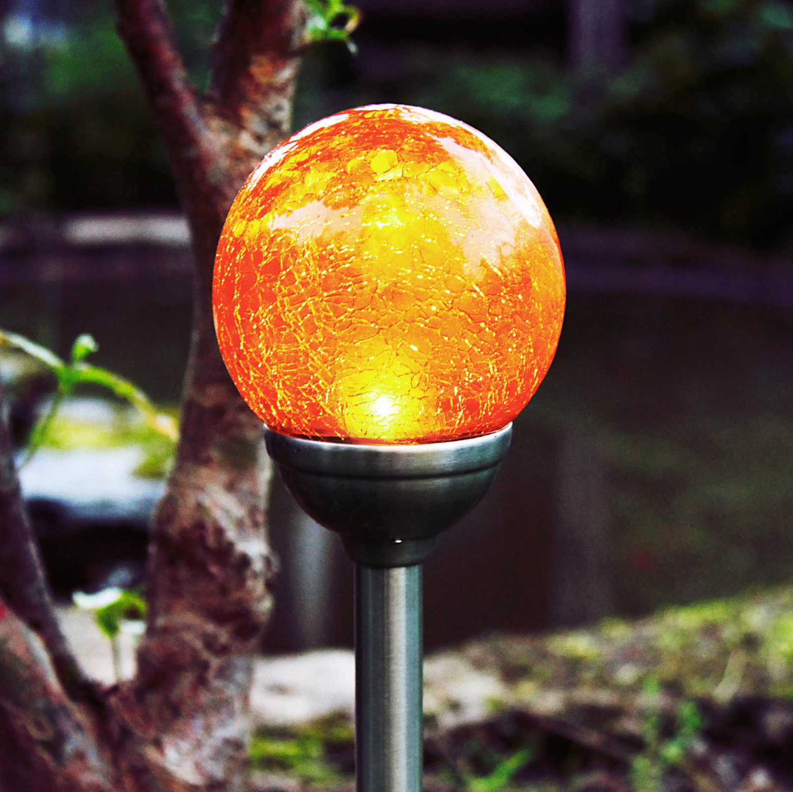 Roma - lampada solare a picchetto con LED ambra