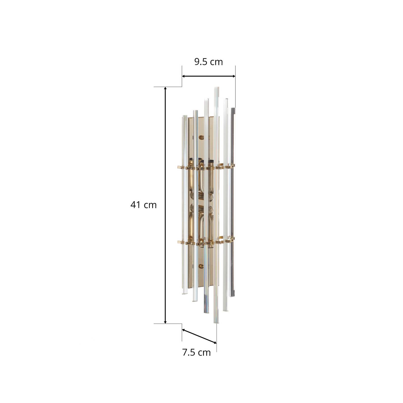 Kinkiet Austrolux Ontario, 41 cm, pozłacany 24-karatowym złotem, szkło