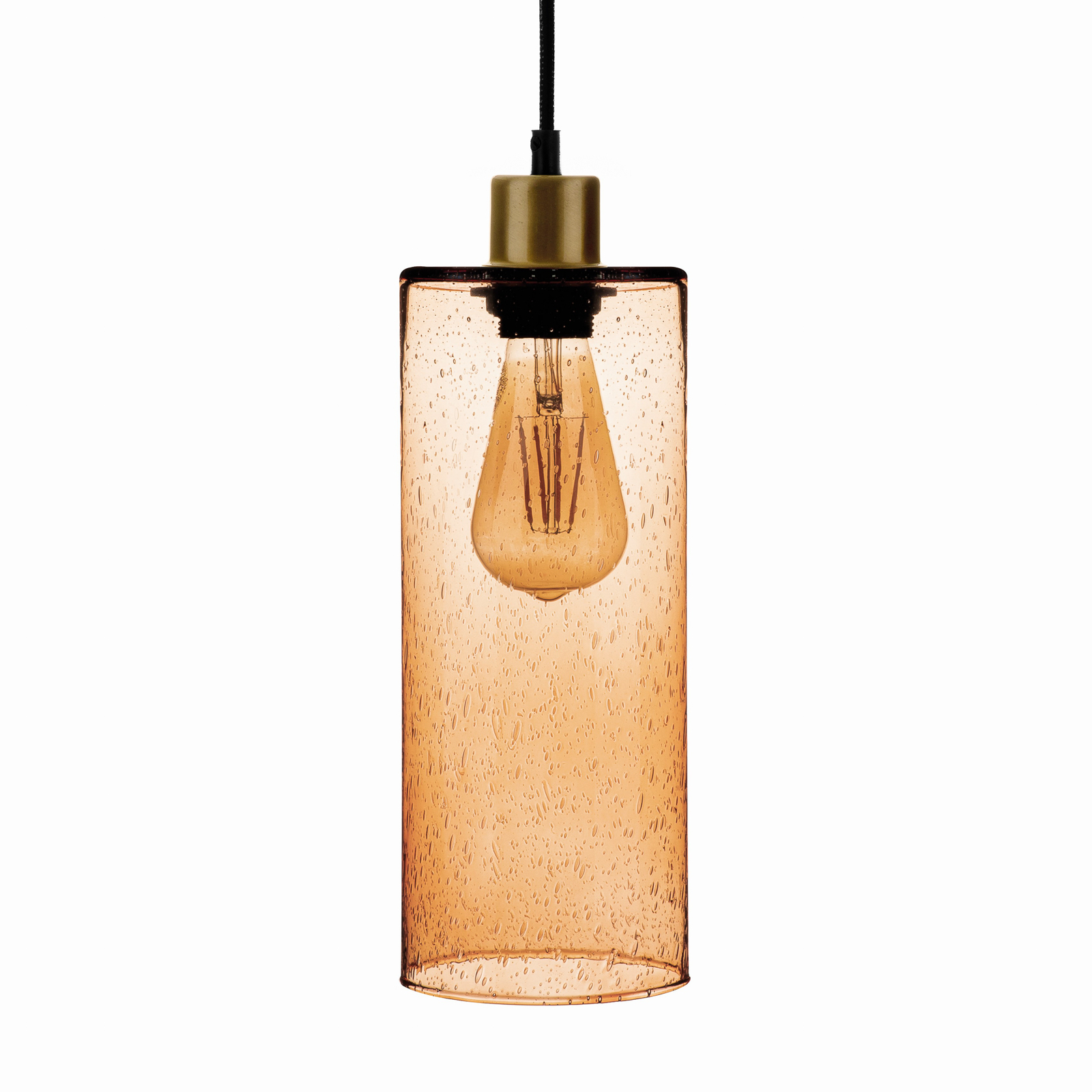 Висяща лампа Цилиндър от содено стъкло, светлокафяв Ø 12cm
