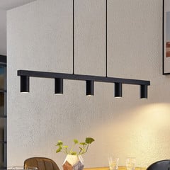 Lampada a sospensione Lindby Baliko, nera, 116 cm, a 5 luci, GU10