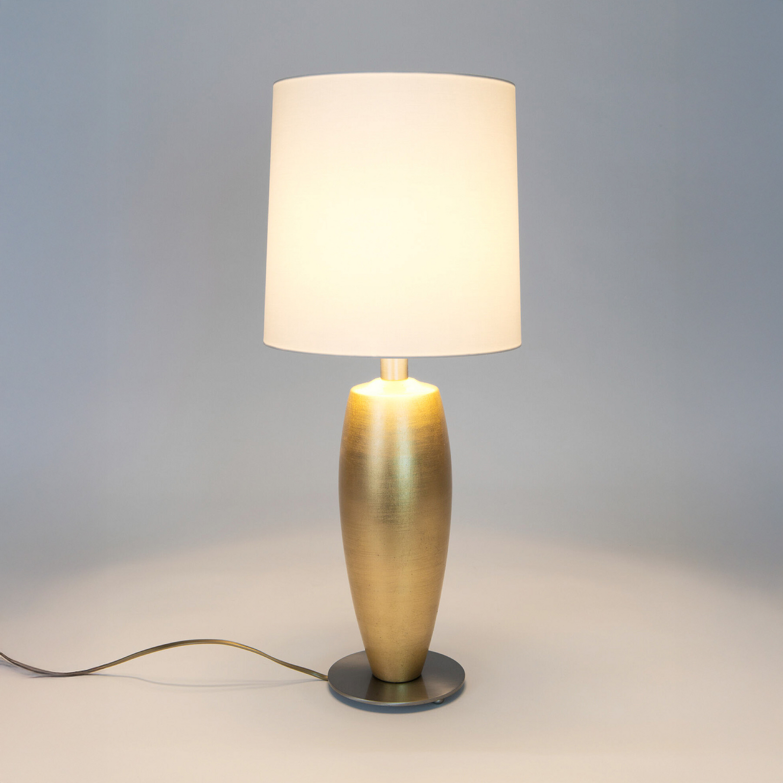 Bordlampe OMEGA SOTTILE, gull/hvit, høyde 68 cm, keramikk E27
