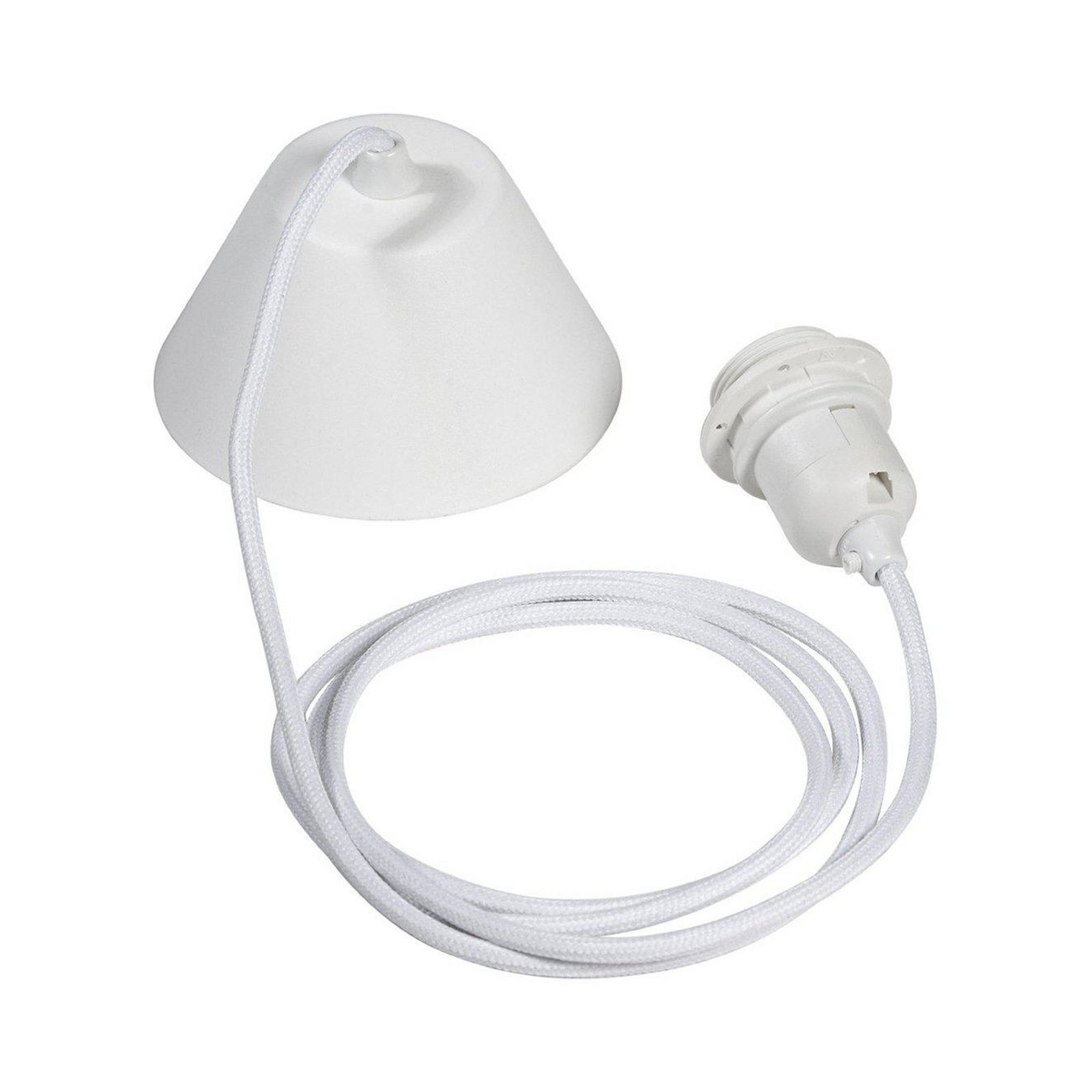 PR Home hengelampe Verona, hvit, Ø 55 cm, stoff, E27-LED