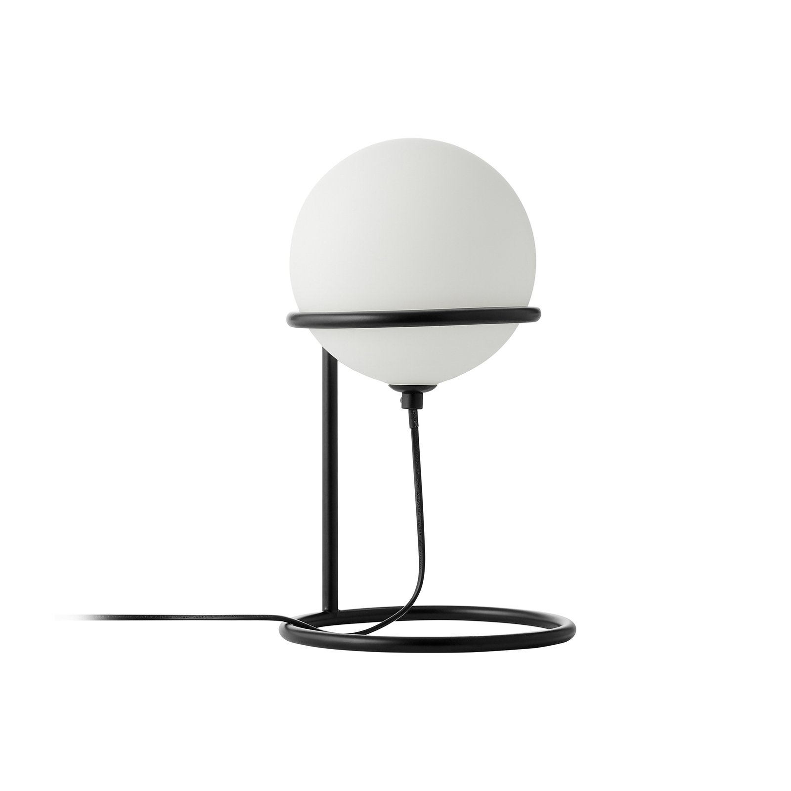 Wilson table lamp, metal, black, glass globe shade