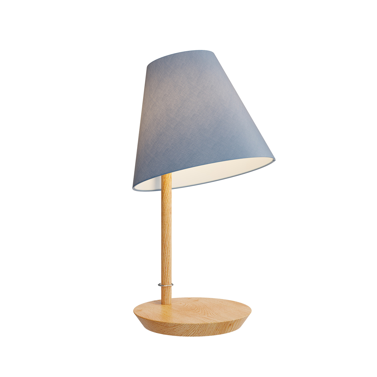 Lucande Jinda tafellamp, houten frame, stof blauw