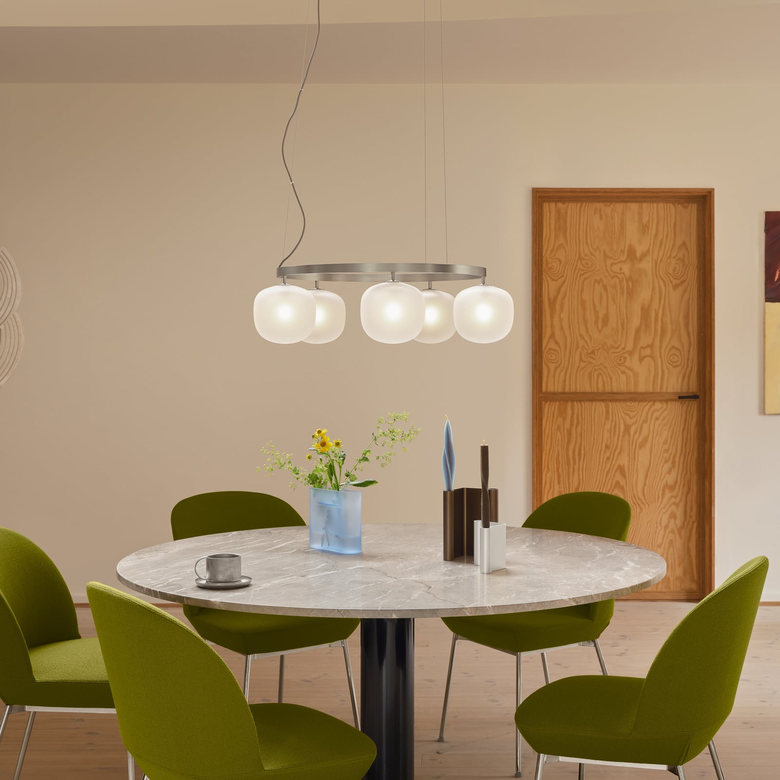 Luster, viseća svjetiljka, sivo staklo, Ø 80 cm, G9 - Muuto