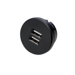 USB-kaksoispistoke, pyöreä, musta