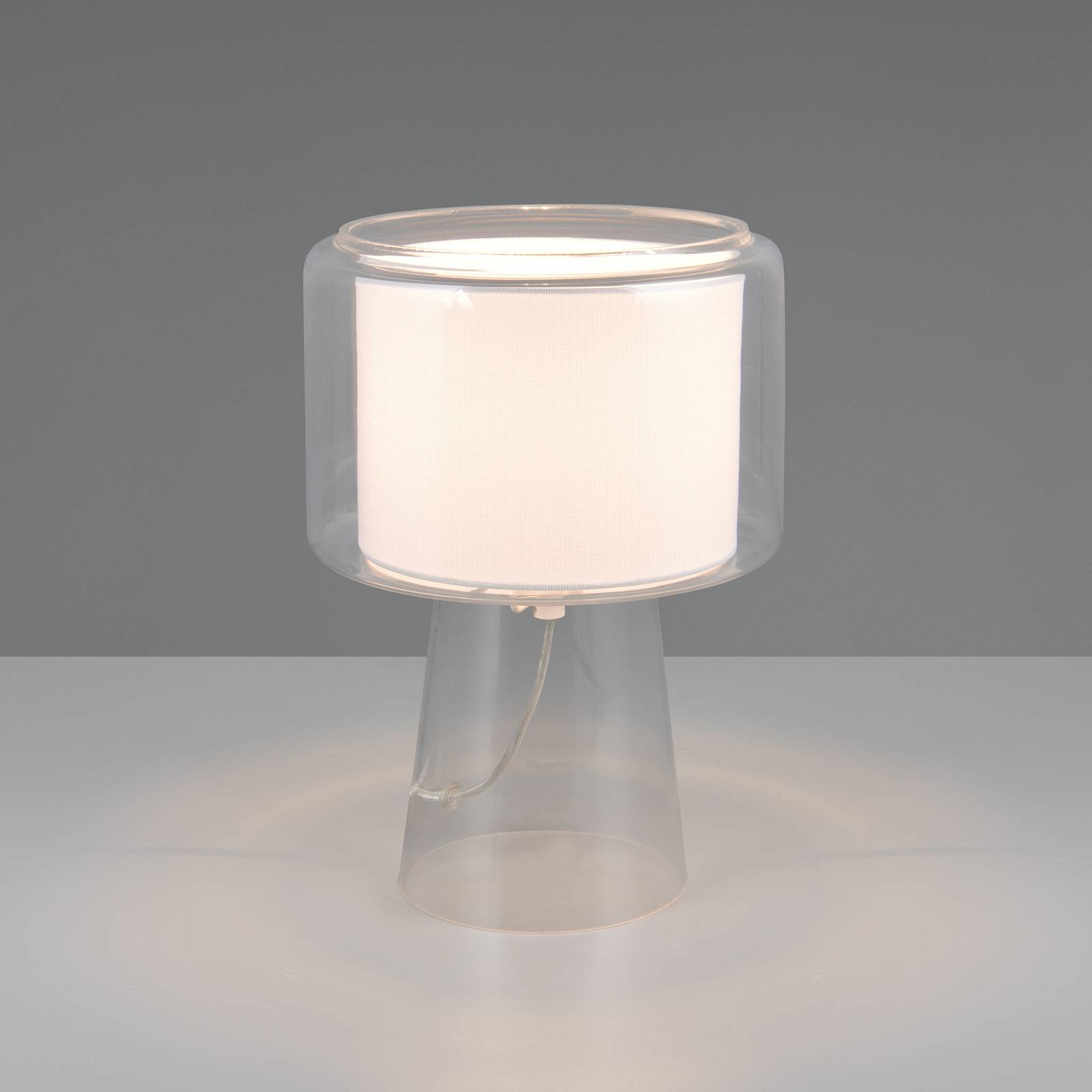 Tischlampe Rocka, klar, Höhe 29 cm, Glas/Stoff günstig online kaufen