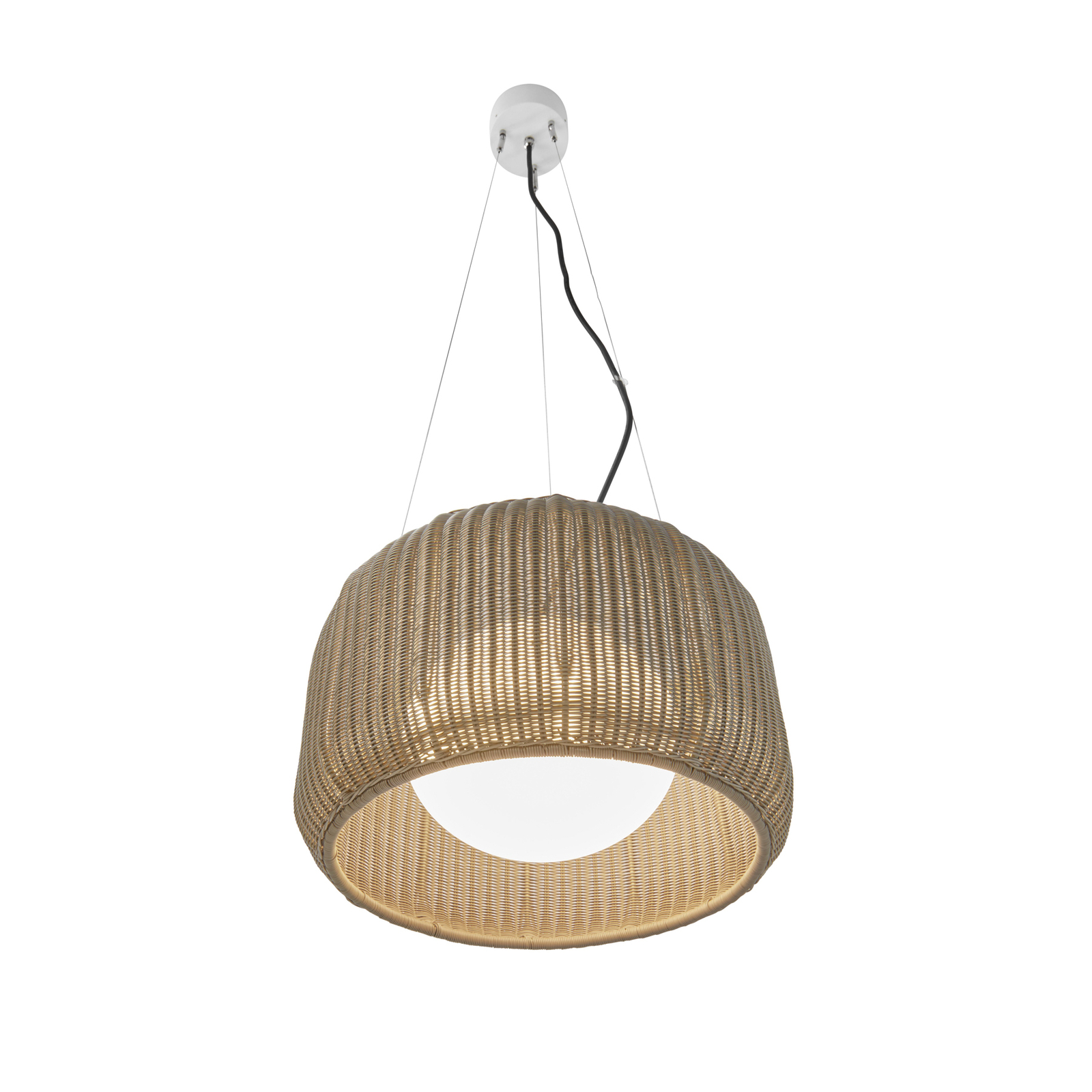 Bover Suspension d'extérieur LED Fora S, blanc naturel/beige, Ø 50 cm