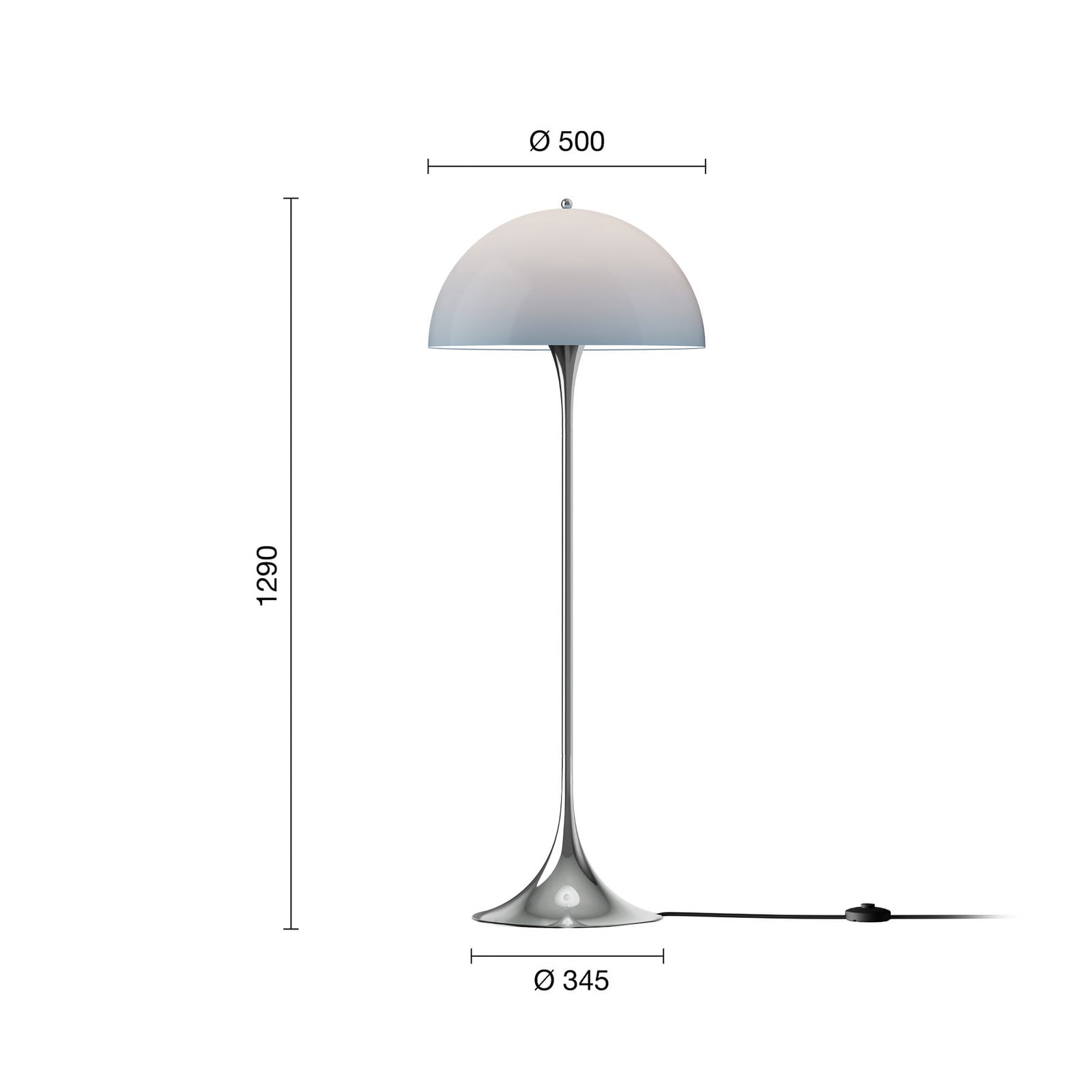 Panthella-maavalaisin, siniharmaa/kromi, 129 cm – Louis Poulsen Panthella-maavalaisin, siniharmaa/kromi, 129 cm – Louis Poulsen