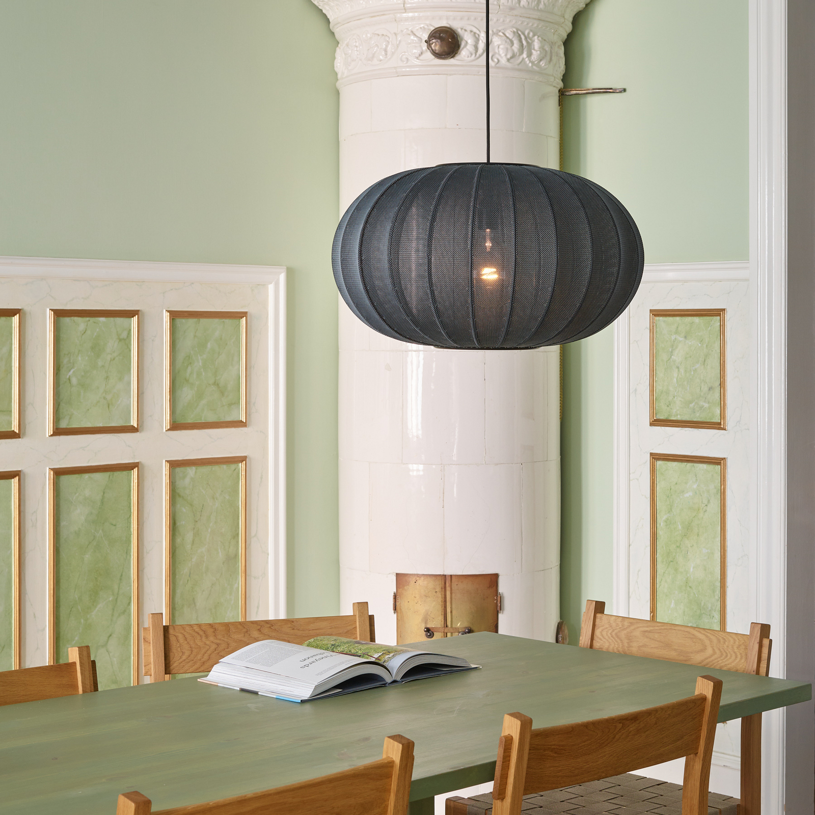 Knit-Wit 57 Ovale hanglamp zwart E27 - Handgemaakt