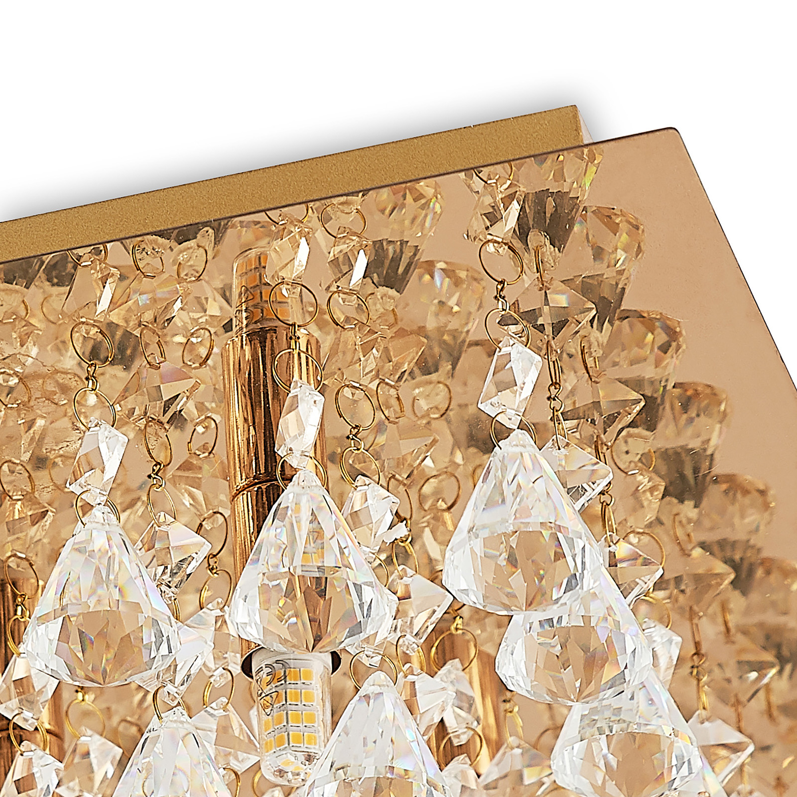 Lindby Rimedia Kristall-Deckenleuchte, gold, 55 cm