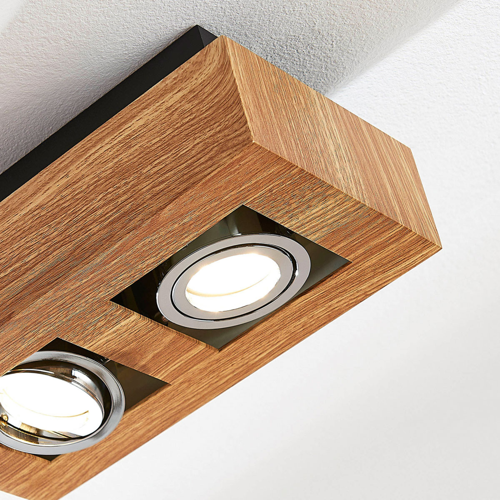 Vince LED ceiling light, 25 x 14 cm, wood look