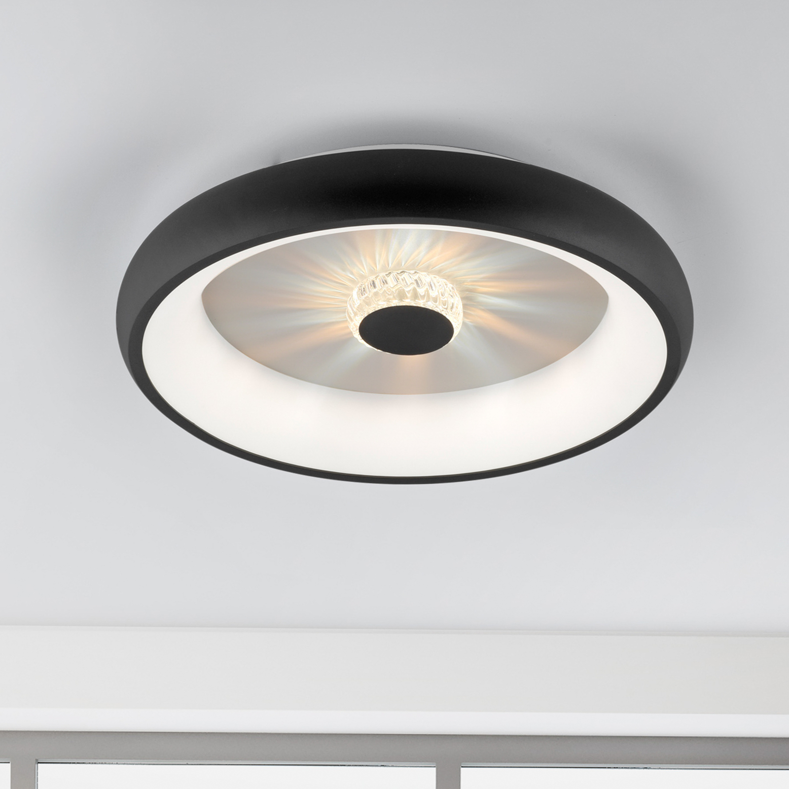Lampa sufitowa LED Vertigo, CCT, Ø 46,5 cm, czarna