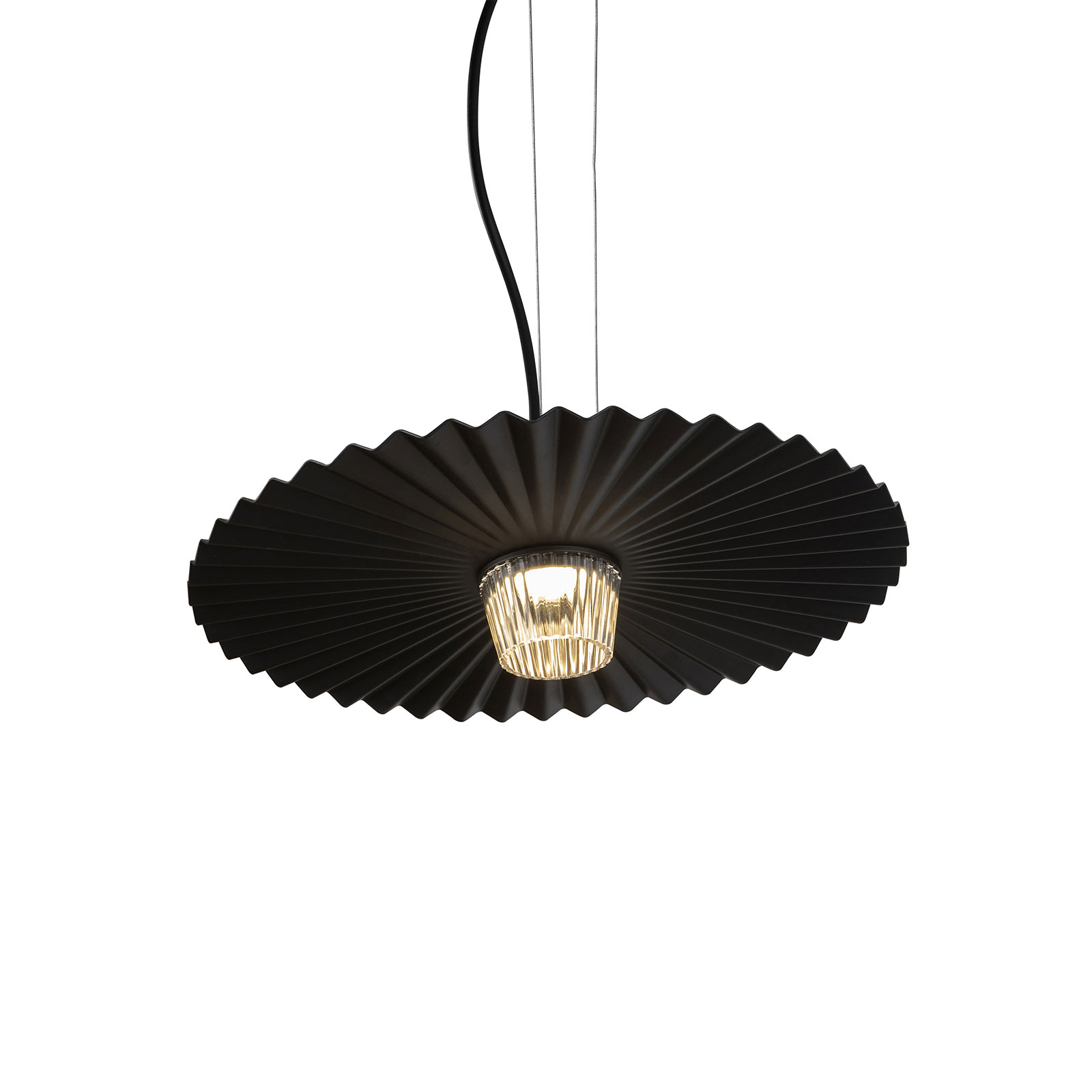 Karman Gonzaga LED hanging light, Ø 42 cm, black, for Living / Dining Room, aluminium, 13 W, energy efficiency: A+, H: 8 cm
