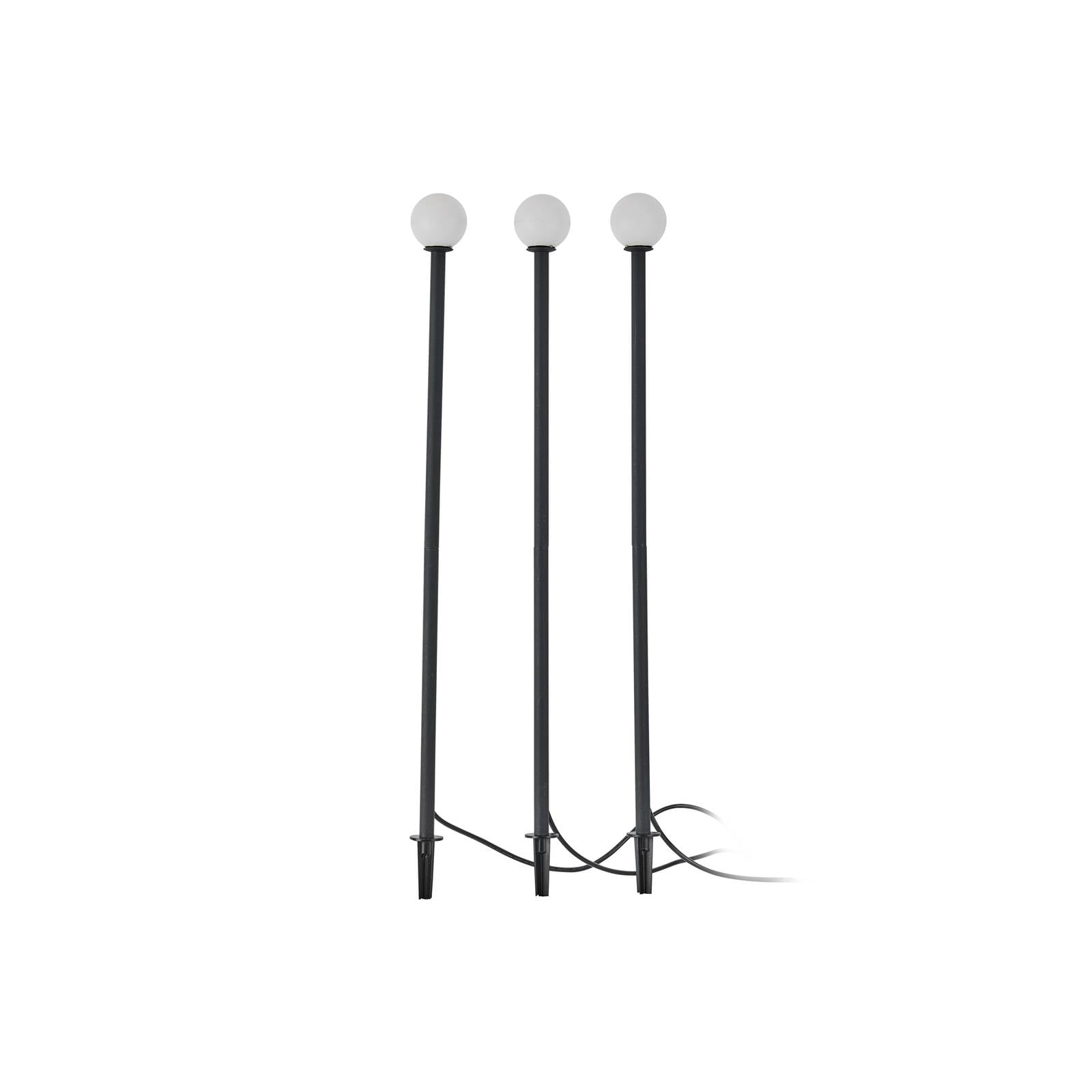 Lindby LED-Solarleuchte Brindley, 3er-Set, schwarz, Glas