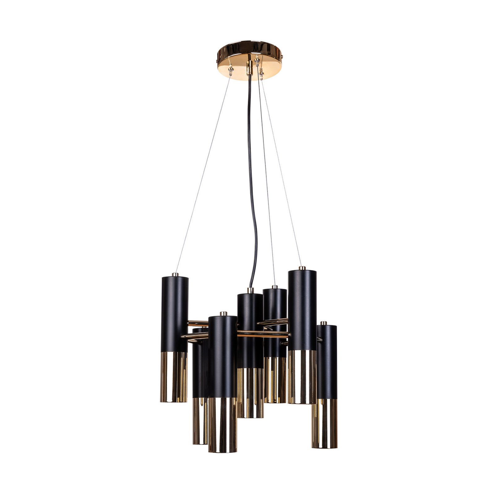 Domiluce Lampă suspendată Orino negru/auriu metal 7 becuri GU10 - Camera de zi / sufragerie - Modern - auriu negru