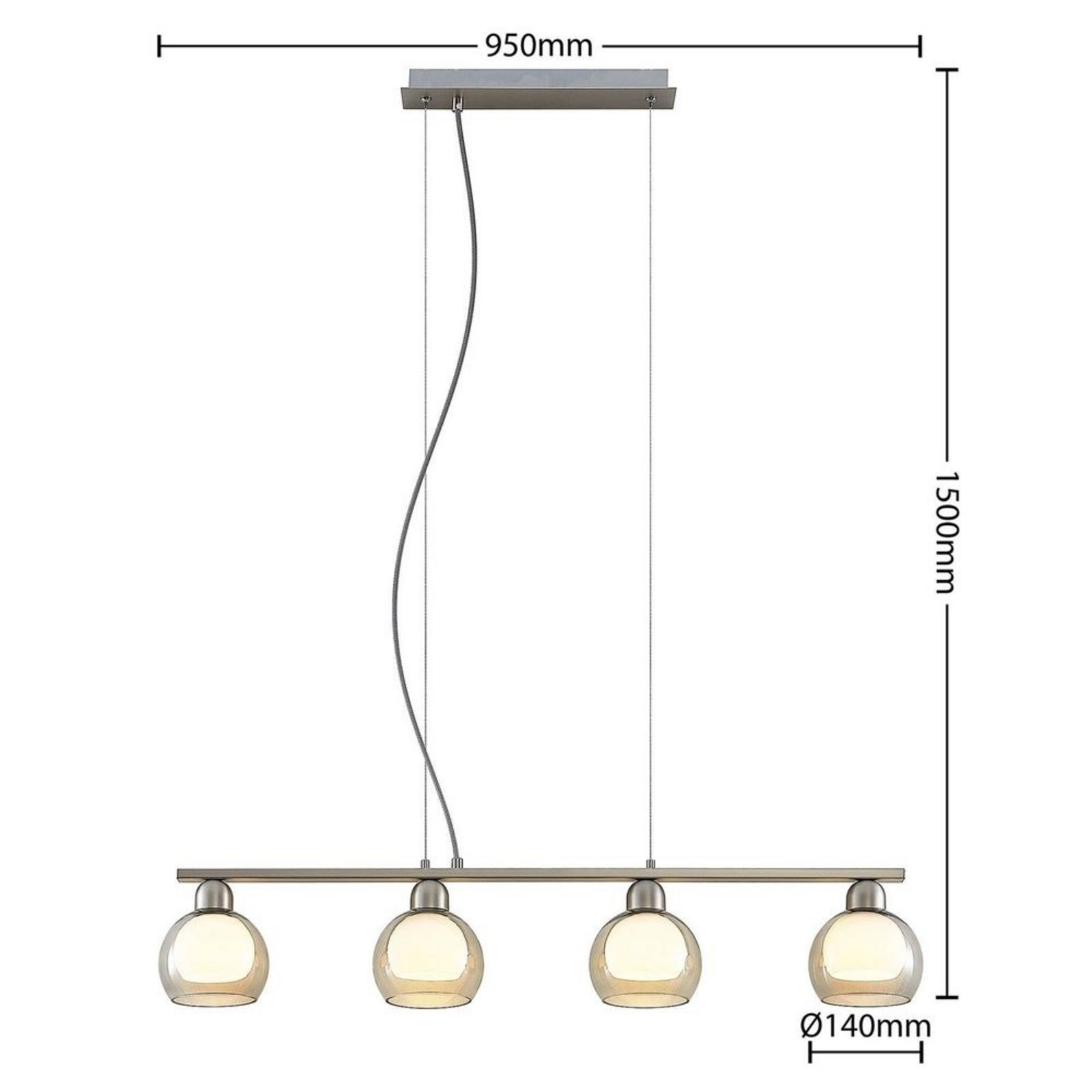 Kaiya 4 Lustră Pendul Nickel - Lucande