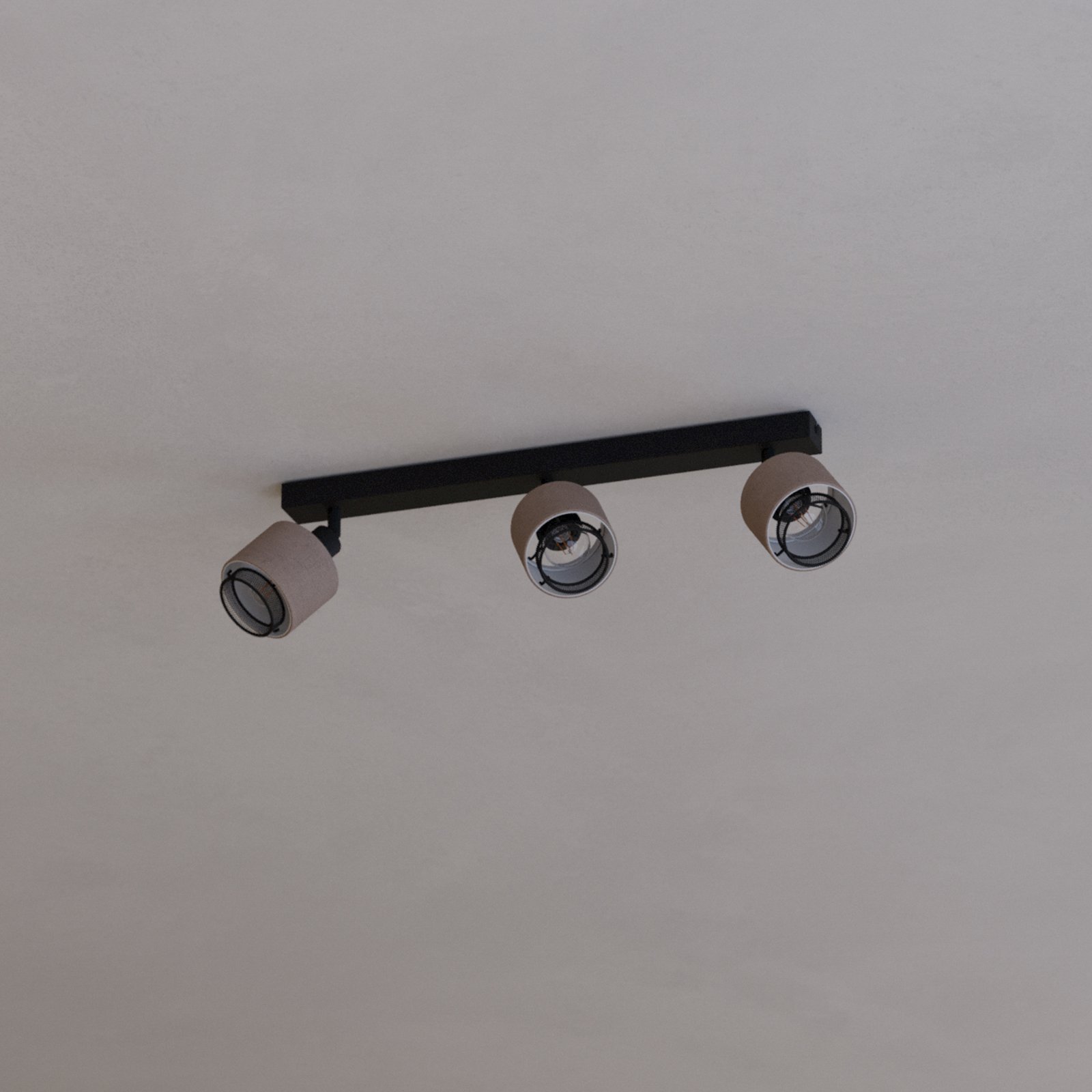 Προβολέας οροφής Rosley, μήκος 43 cm, μαύρο/φυσικό, 3-φωτός.