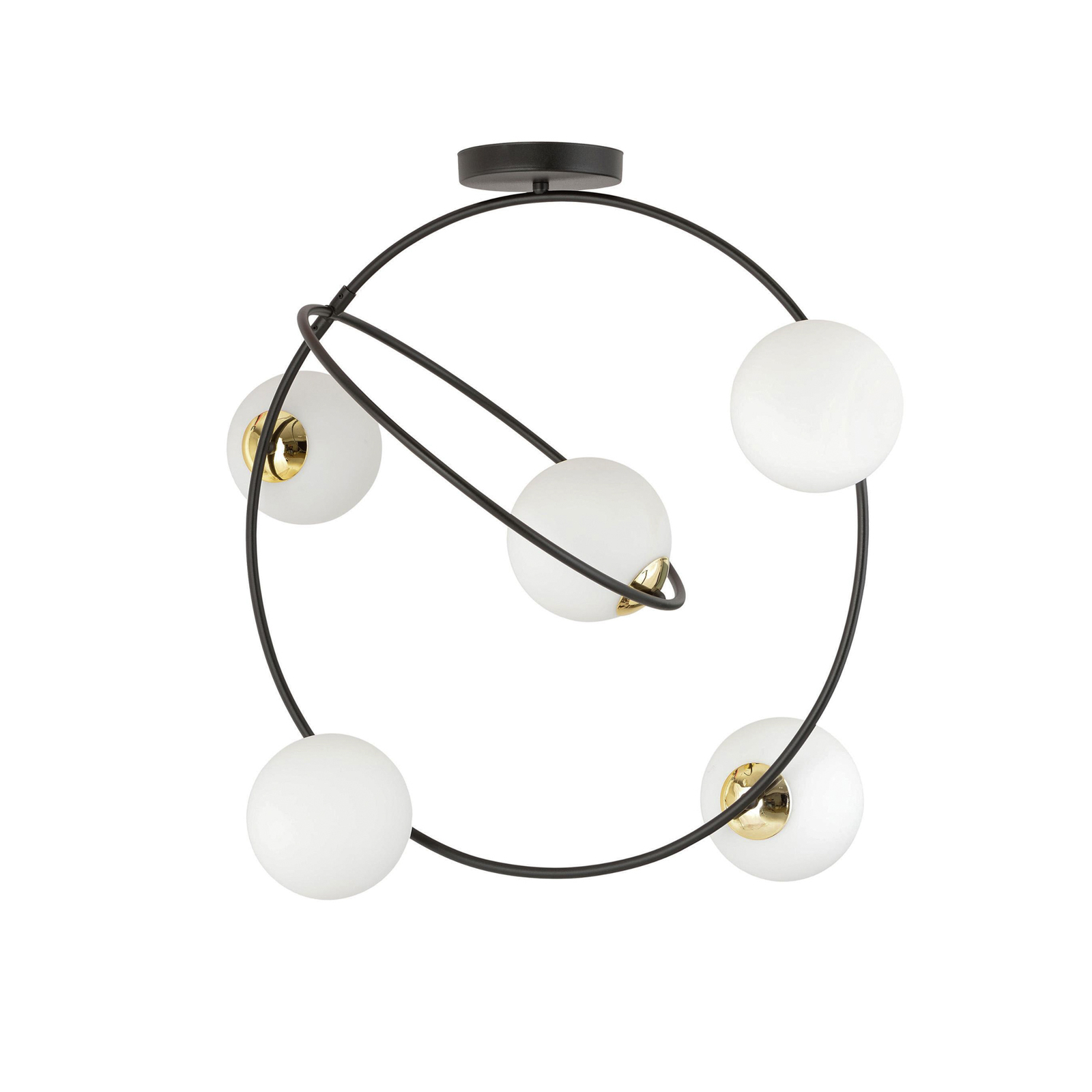 Stardom ceiling light, opal white/black, glass, E14