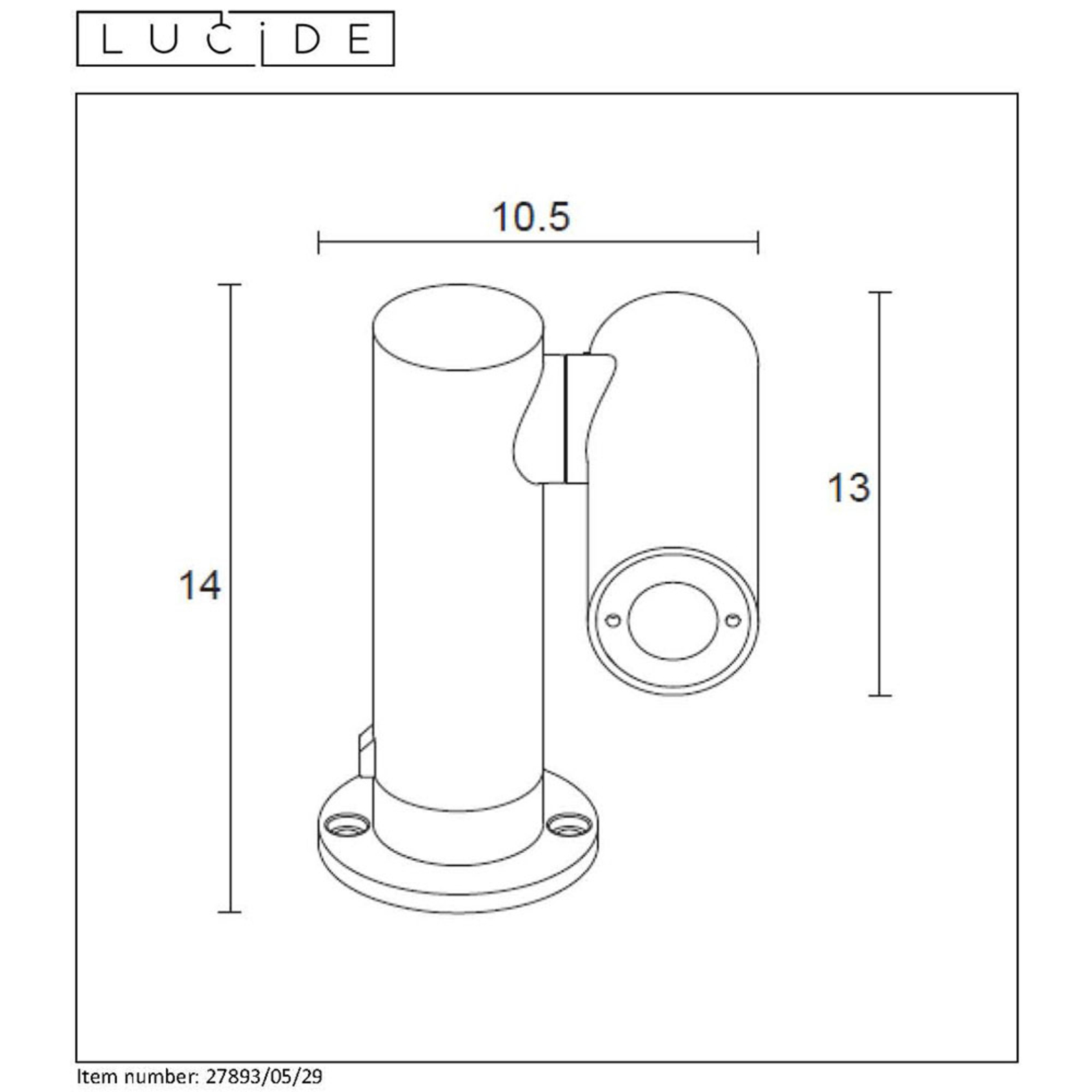 Lucide Tatum LED pillar light, rotatable spotlight, 14 cm, aluminium, 4.5 W, energy efficiency: A+, W: 10.5 cm, H: 14 cm