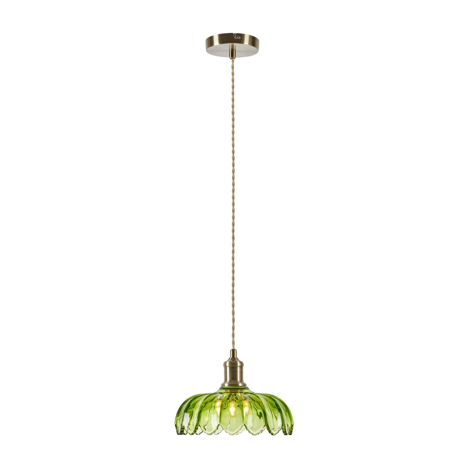 Pakabinamas šviestuvas „Kurage“, senovinis varis/žalias, stiklas, Ø 26 cm, E27