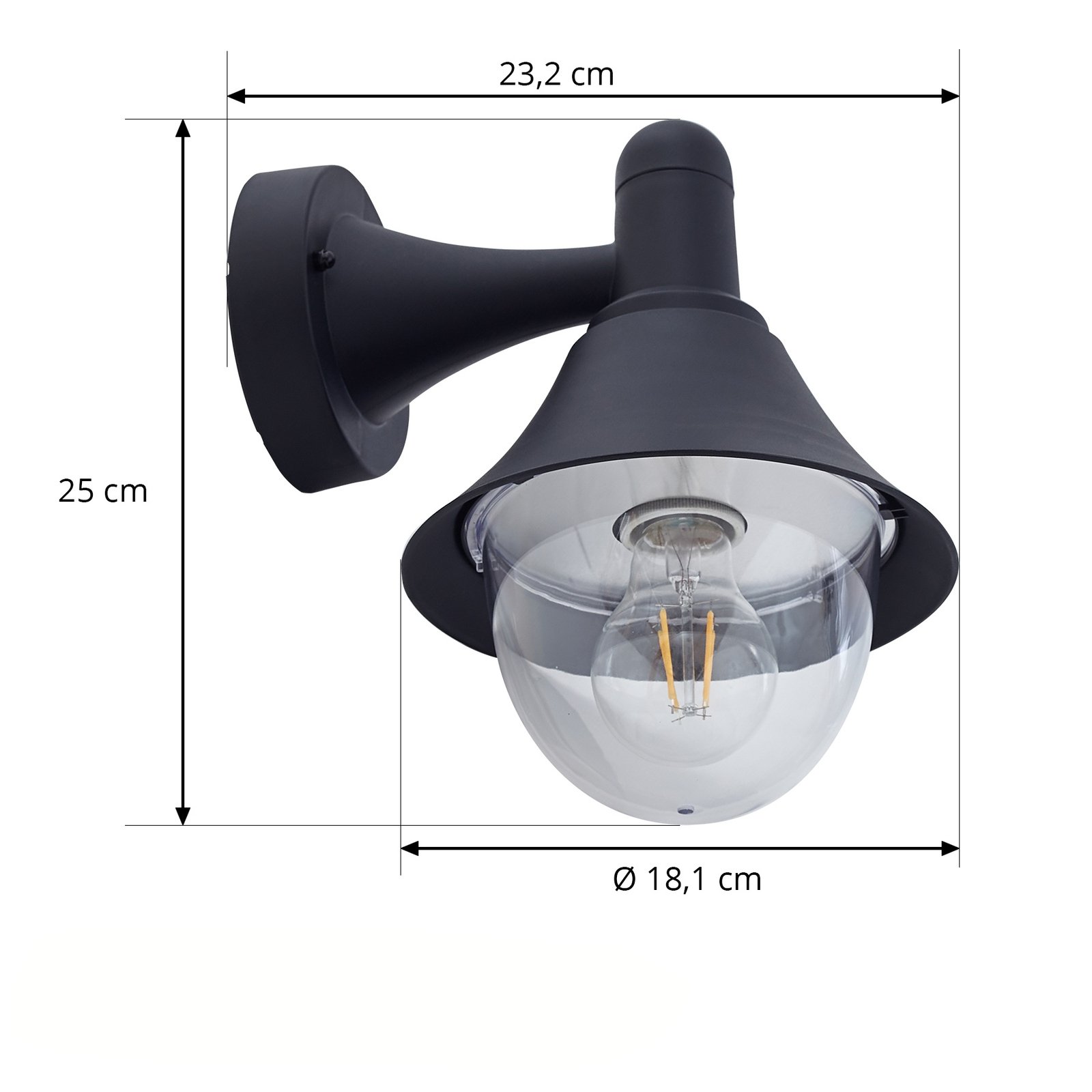 Lindby Keicy buitenwandlamp, zwart, kunststof, IP44