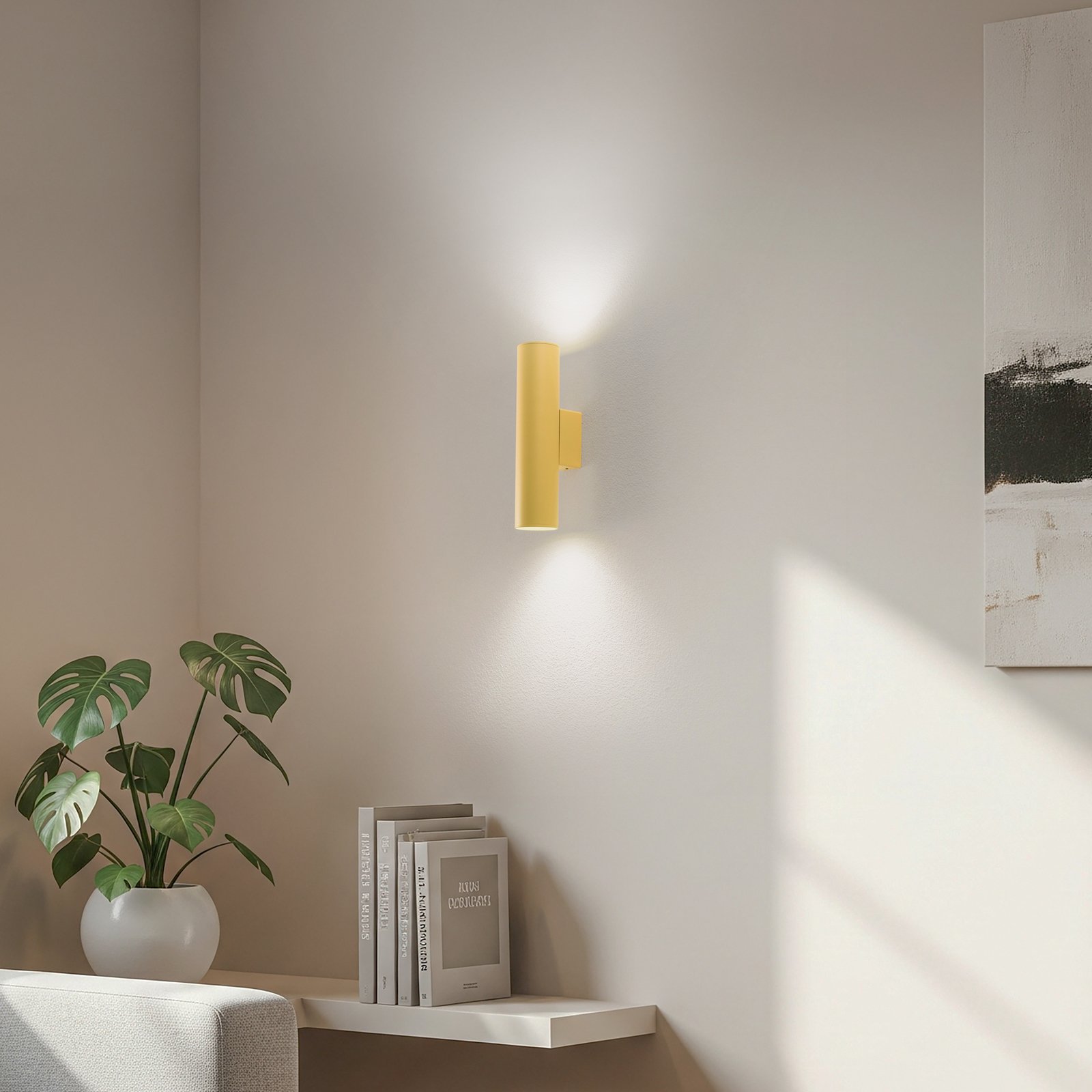 Applique murale Cerro, jaune, acier, Ø 6 cm, up/down