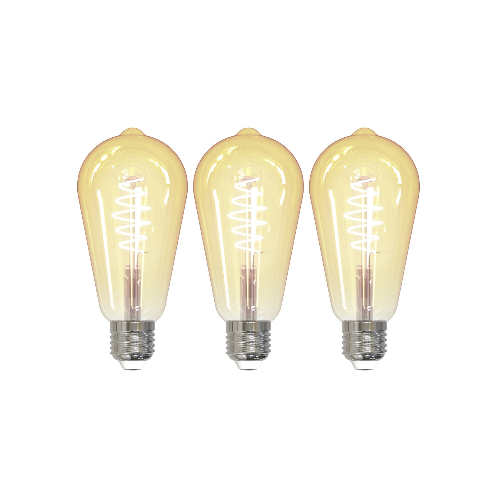 Prios LED-Lampe E27 ST64 4,9W WLAN amber klar, 3er