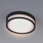 LED plafondlamp Rola, buiten, zwart, Ø 18 cm