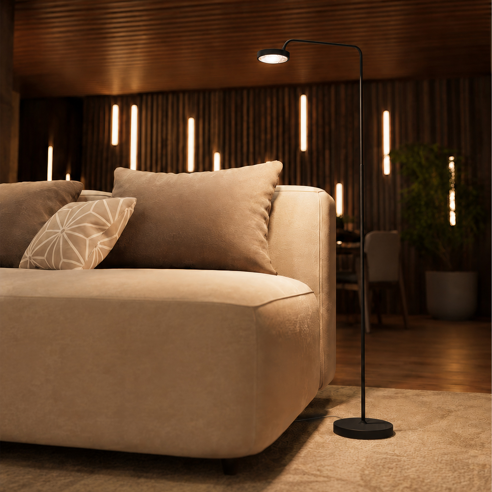 Lampa stojąca LED Nivo, czarna, wysokość 120 cm, ściemniacz 50° – Sigor