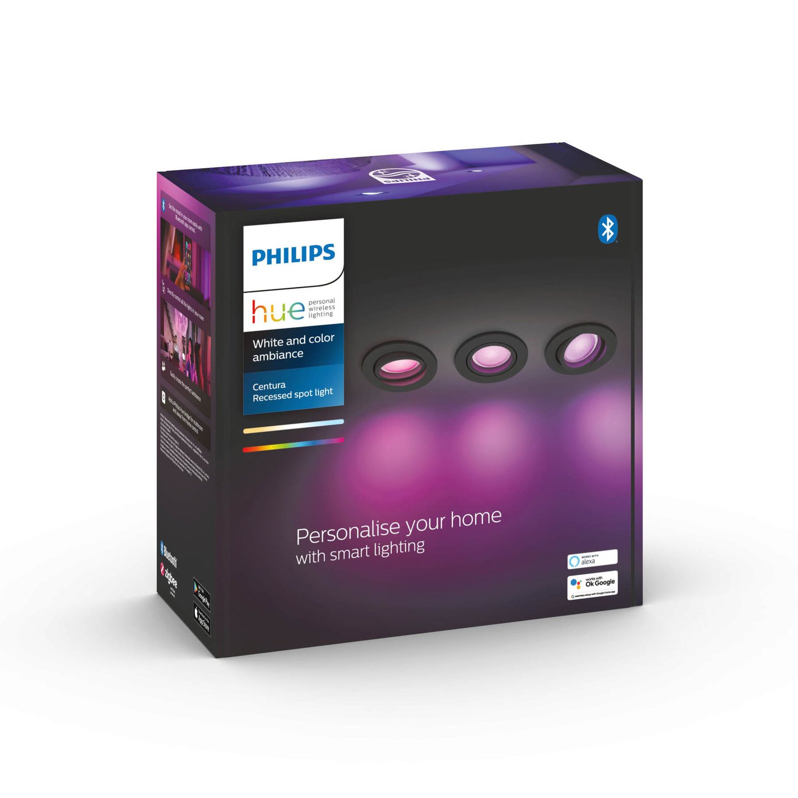 Philips Hue Centura spot encastré LED rond noir, 3