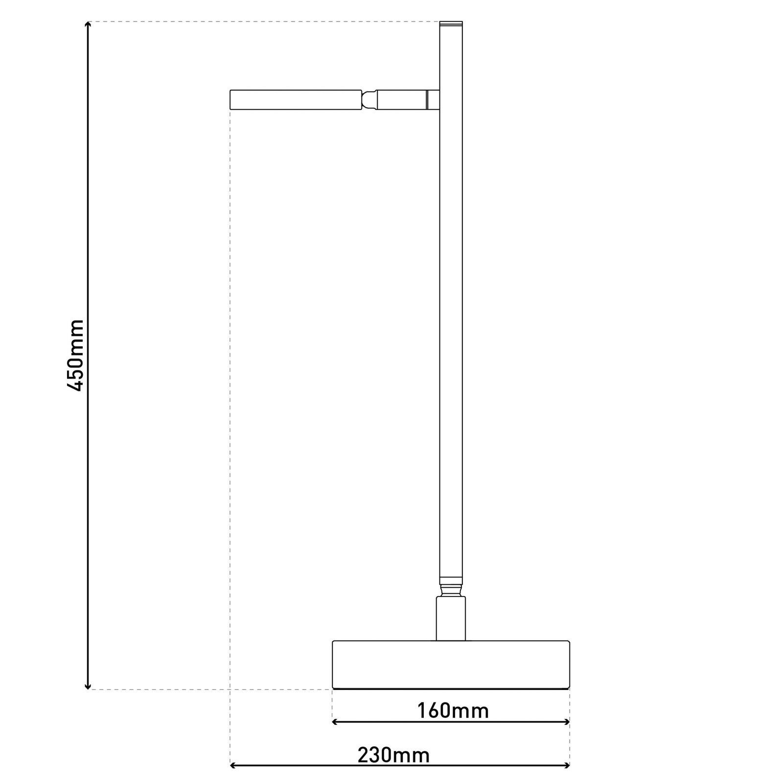 Candeeiro de mesa LED recarregável Lupa, bege, altura 45 cm, metal touchdim