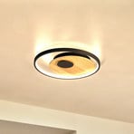 Plafonieră LED Marit, Ø 40 cm, negru nisip, metal/lemn