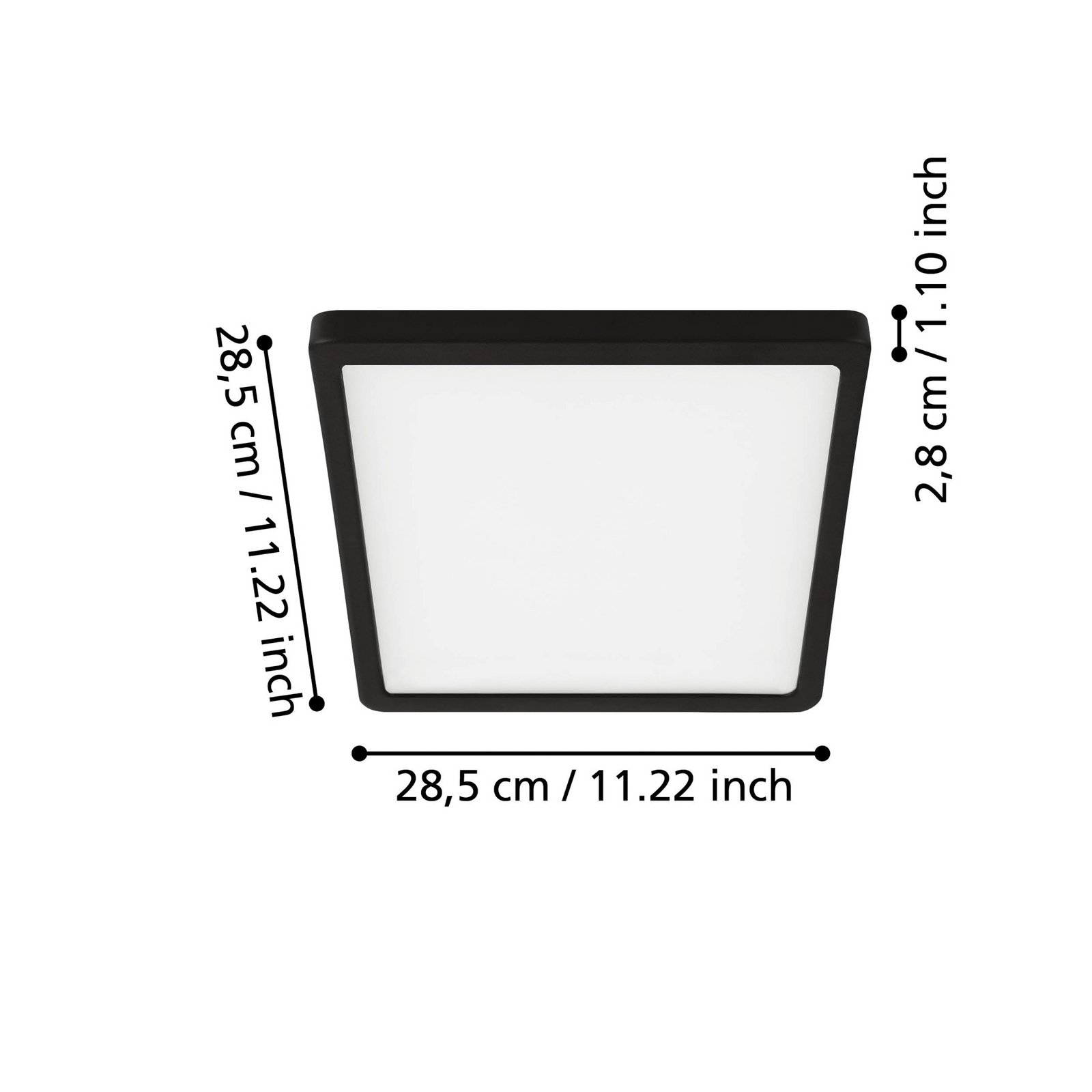 Fueva 5 ceiling light IP44 black 3000K 28x28cm
