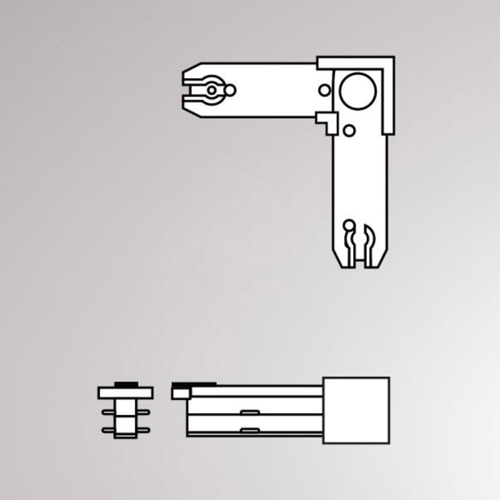 Volare two-circuit track corner connector, 90°