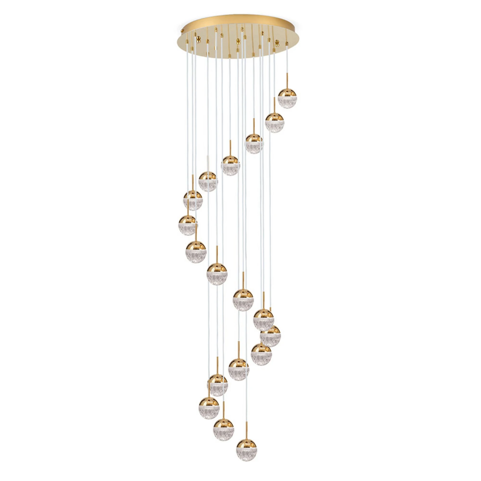 Lámpara colgante LED Ball 18 luces, oro/crema