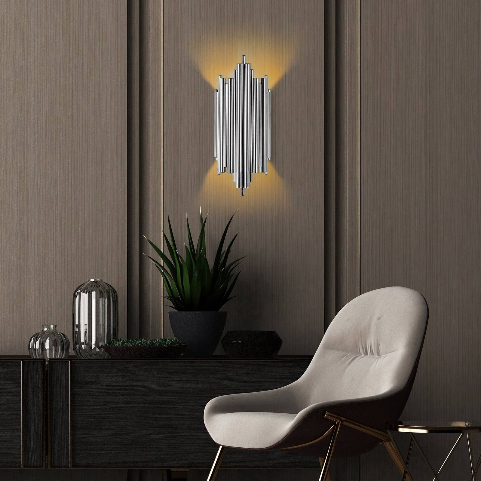Wandleuchte Reis, chrom, Metall, Höhe 50 cm günstig online kaufen