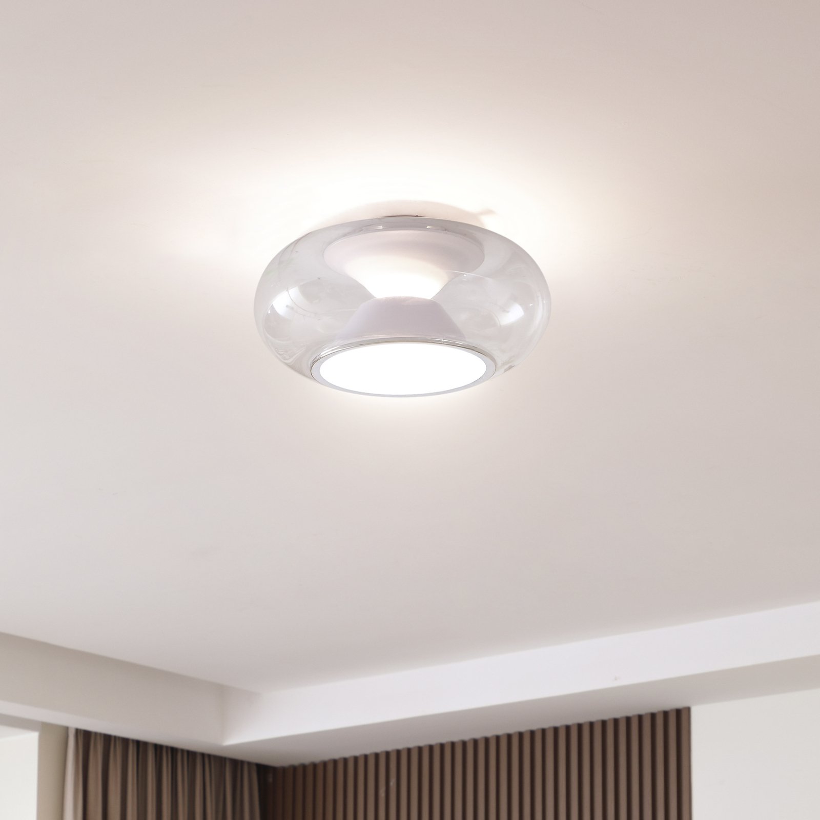 Lucande Orasa LED-Deckenleuchte, Glas, weiß/klar, Ø 43 cm