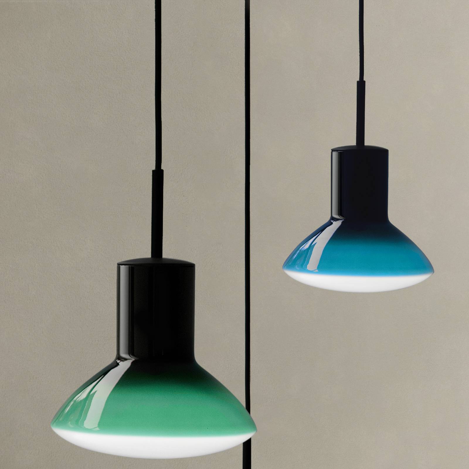 Grupa Onda hanglamp, blauw, Ø 17 cm, glas, GU10