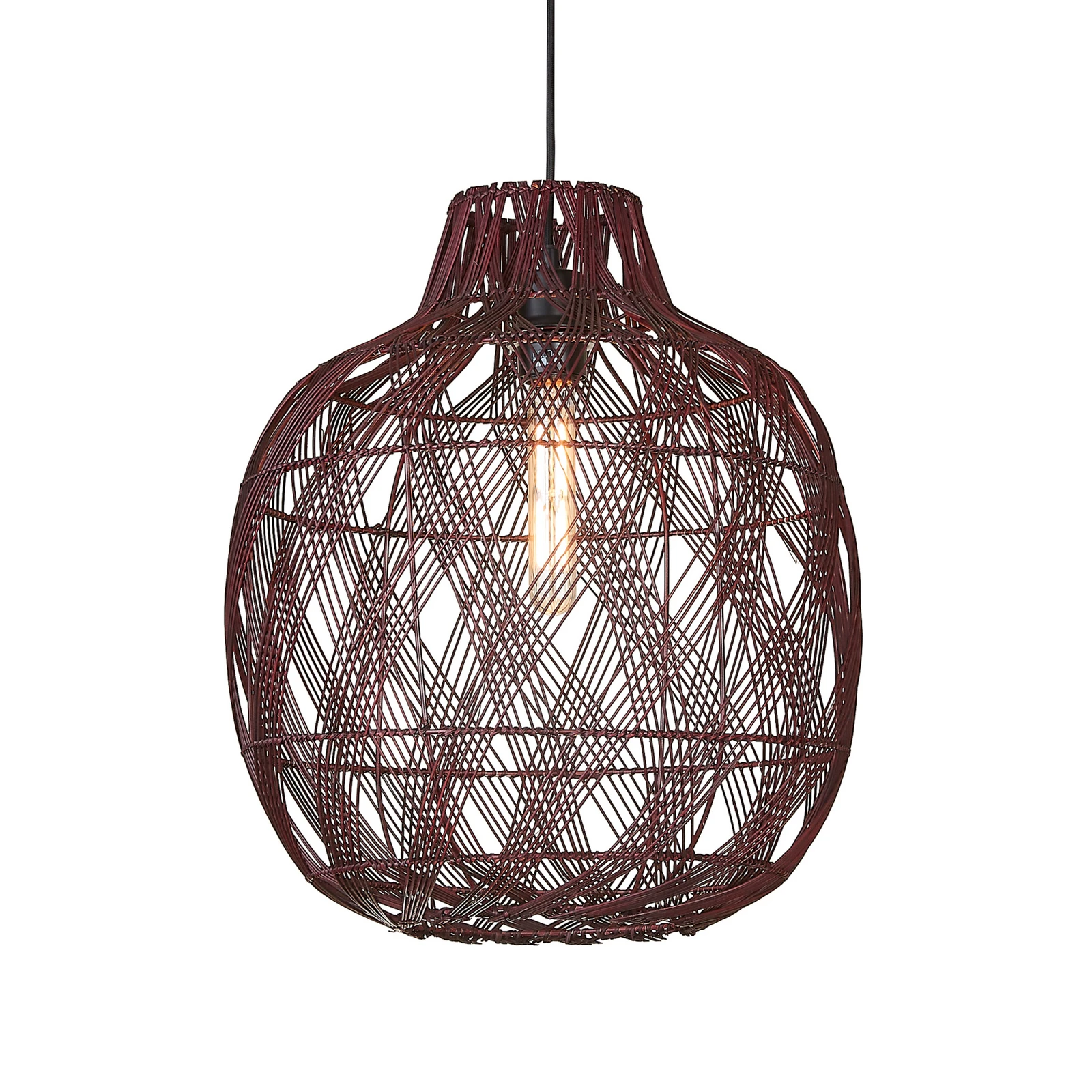 GOOD & MOJO Lampada a sospensione Mendoza, rossa, Ø 40 cm, bambù, E27