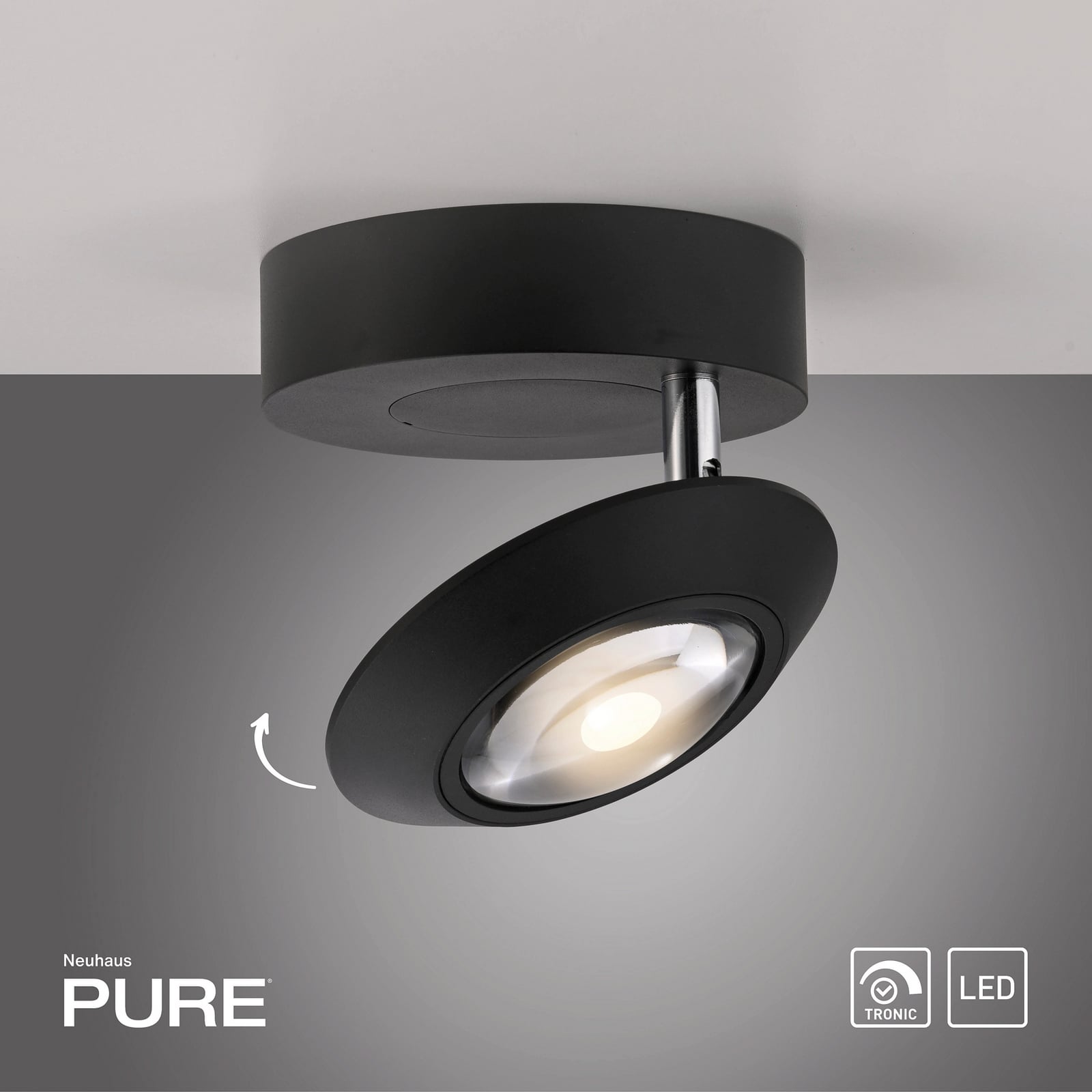 Oculis LED-Deckenlampe, schwarz, Ø 15 cm, Eisen/Glas - PURE Oculis LED-Deckenlampe, schwarz, Ø 15 cm, Eisen/Glas - PURE